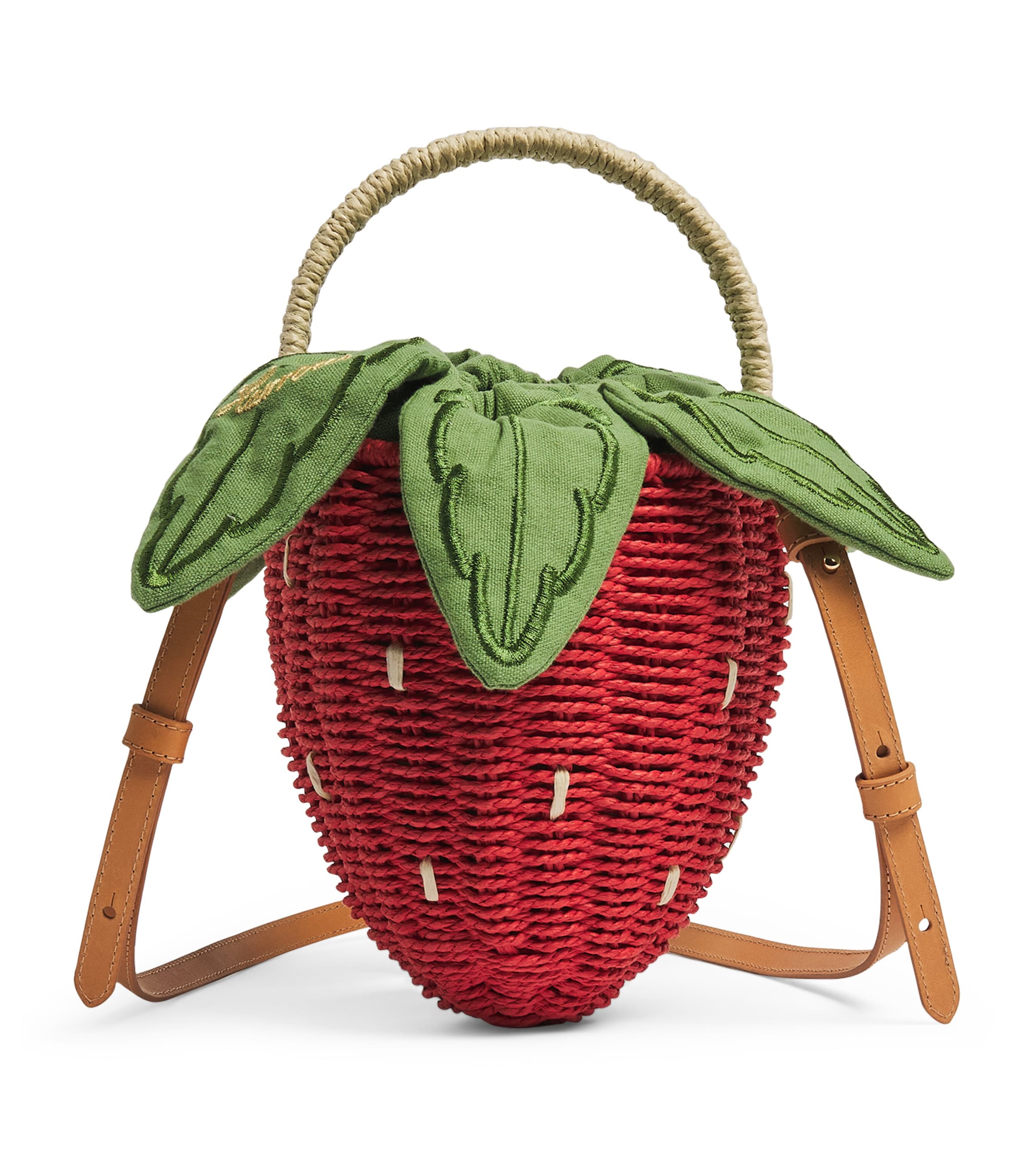 Harrods Wicker Strawberry Bag Red Image 1