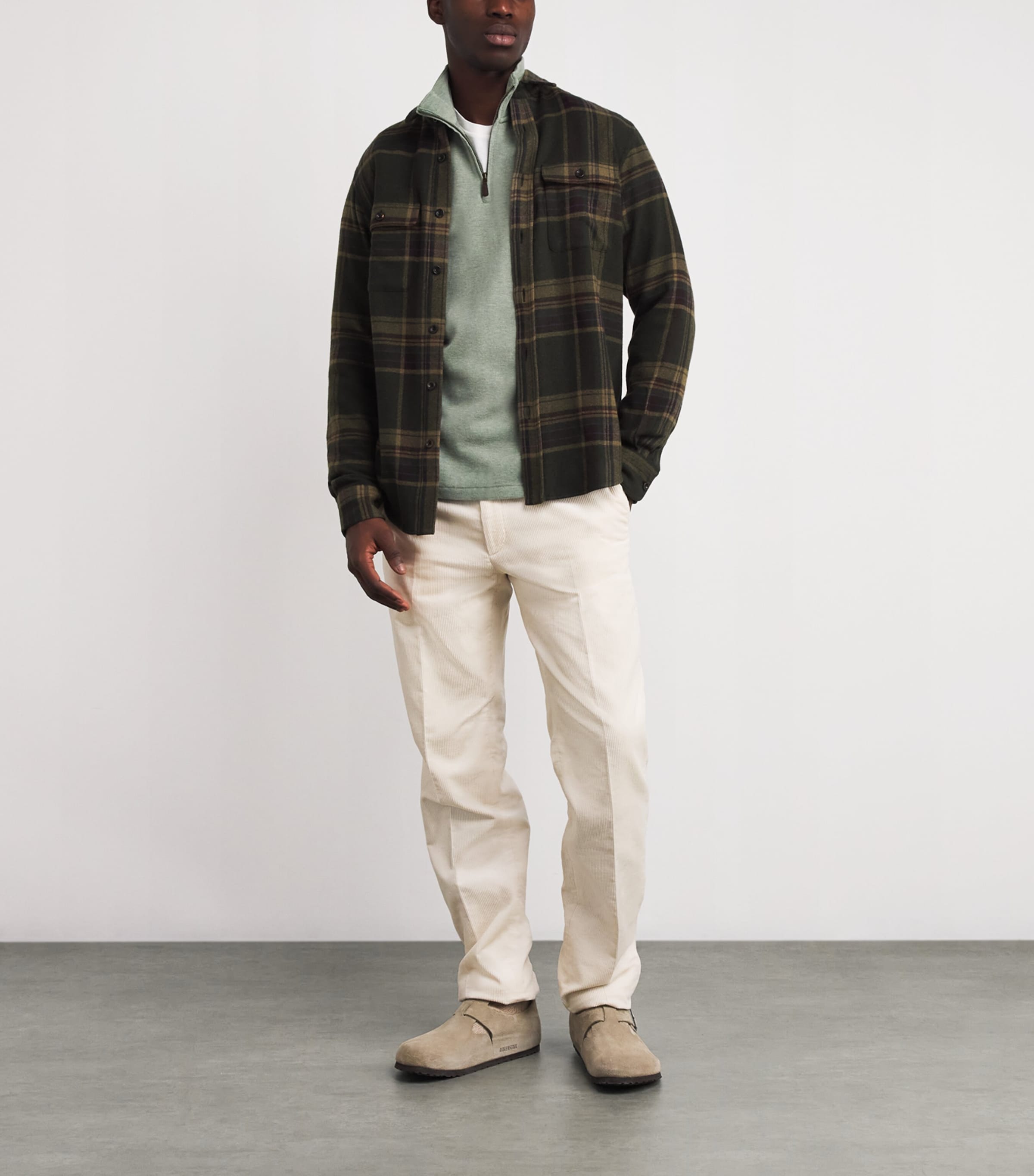 Cotton Logo Quarter-Zip Sweater GREEN HEATHER Image 2