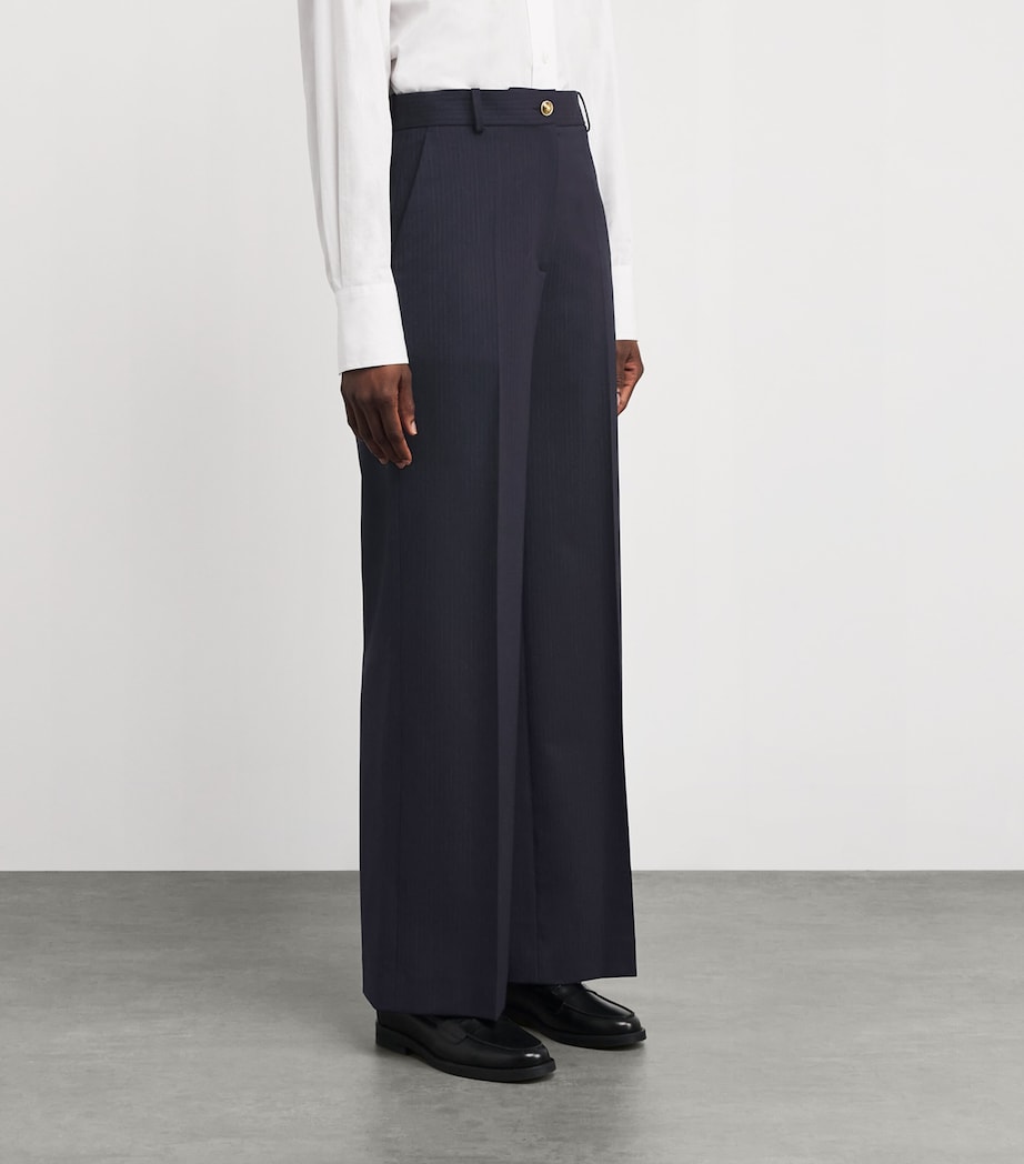 Wool-Blend Straight Leg Trousers NAVY BLUE Image 3