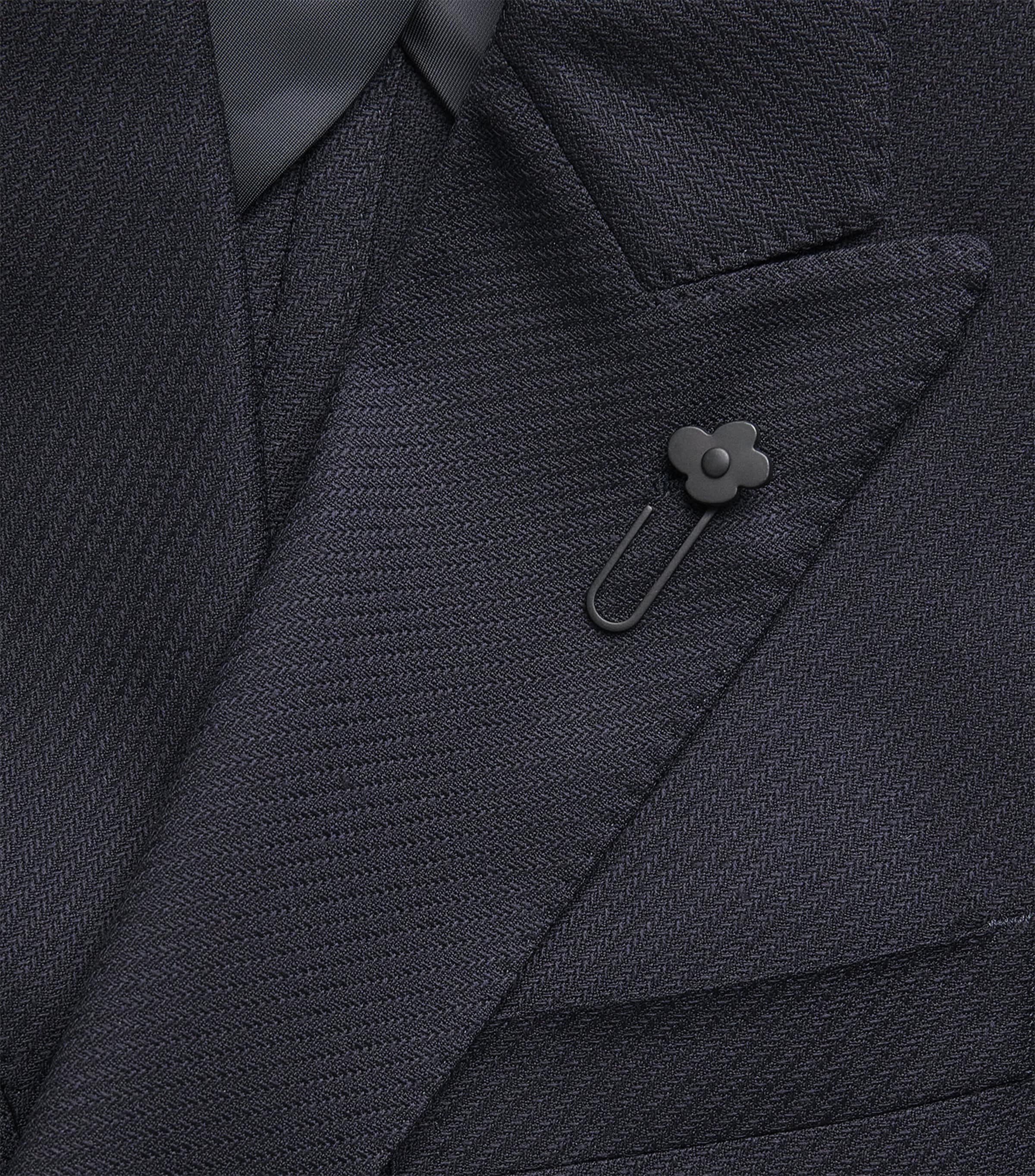 Lardini Mens Wool Double-Breasted Blazer Navy Image 6