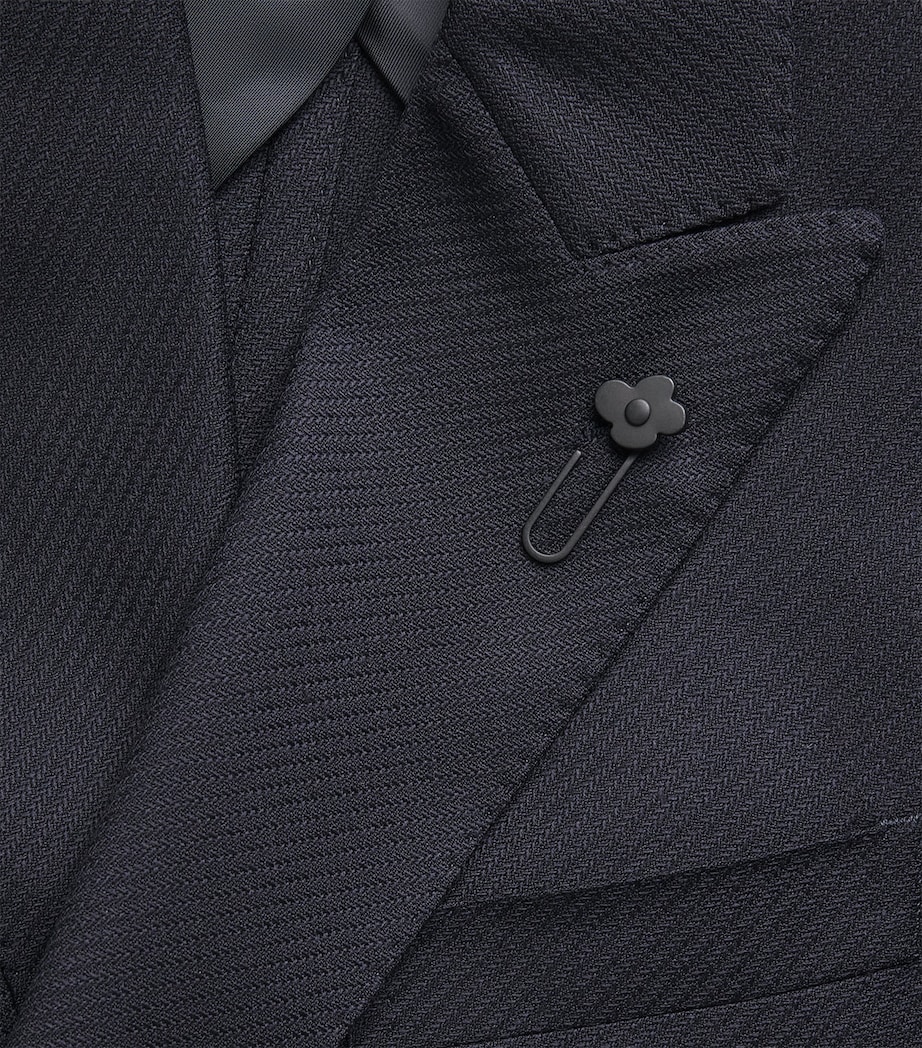 Lardini Mens Wool Double-Breasted Blazer Navy Image 6