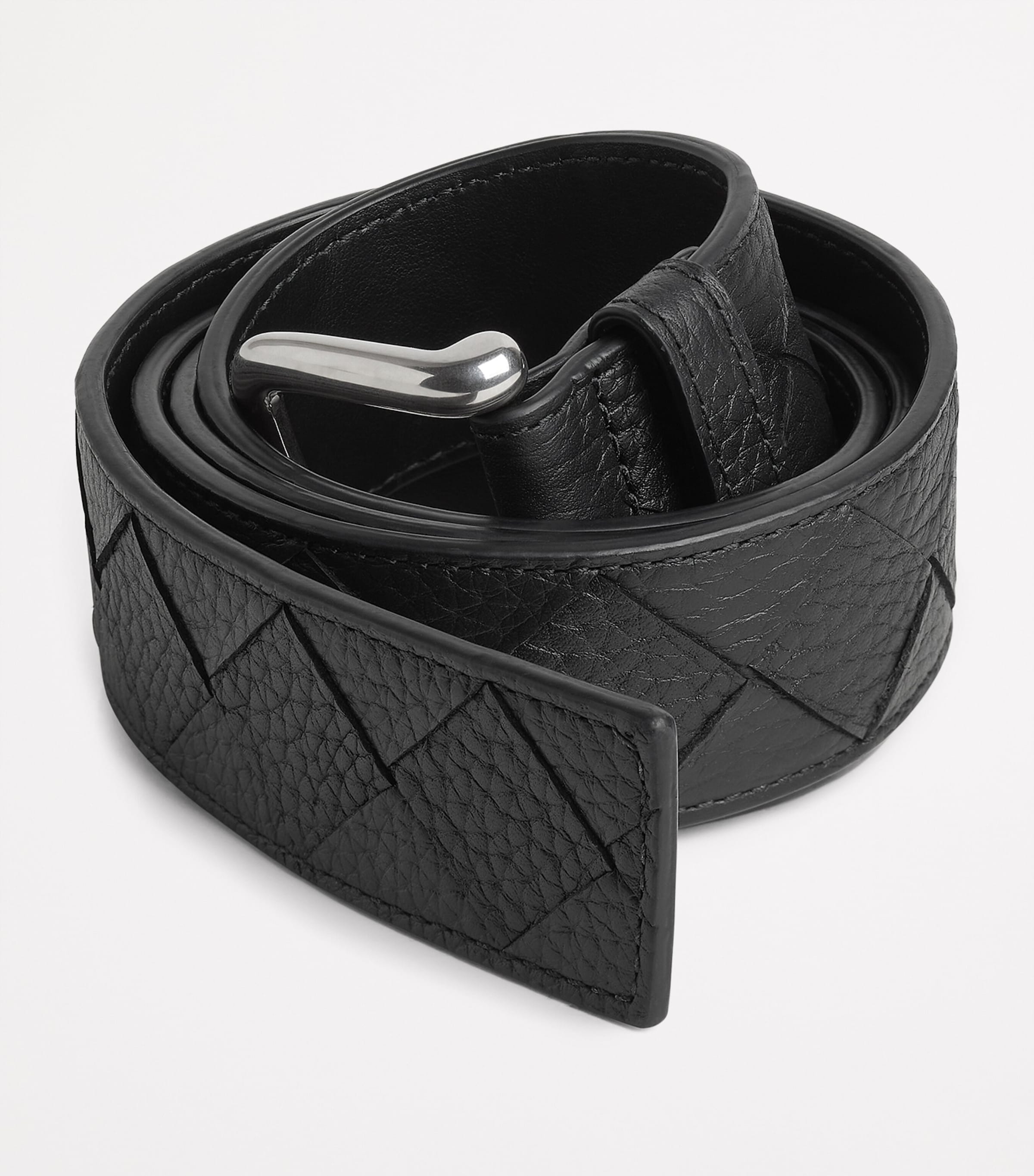 Bottega Veneta Grained Leather Intrecciato Belt Image 4