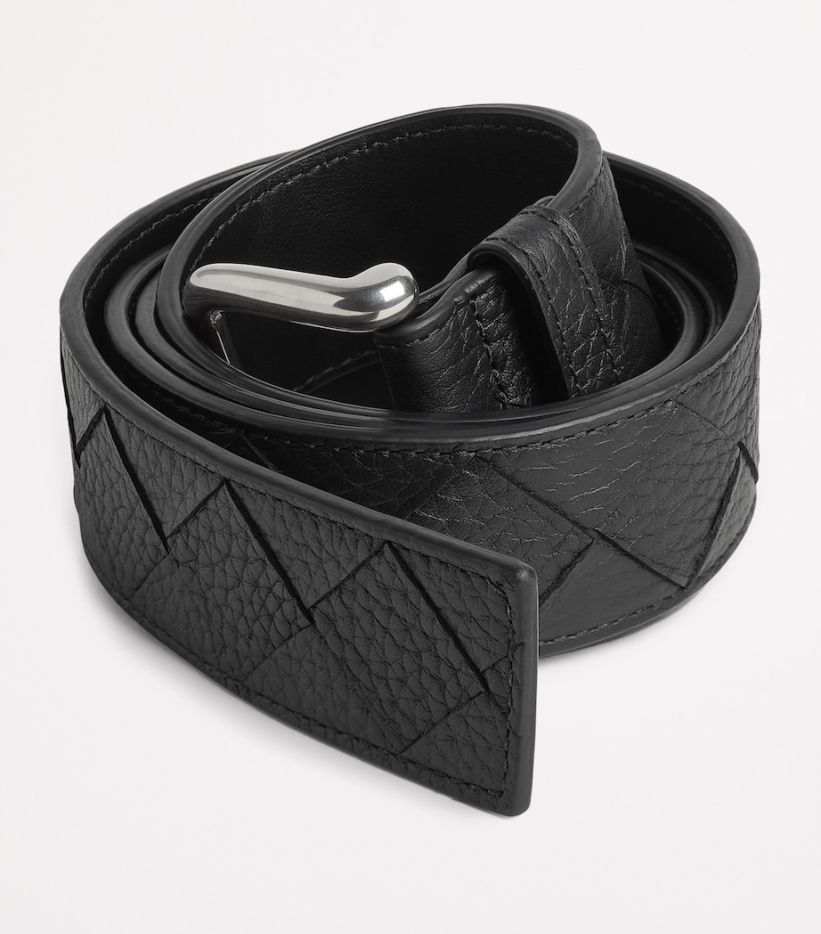 Bottega Veneta Grained Leather Intrecciato Belt Image 4