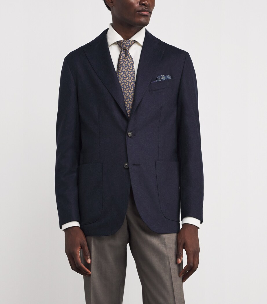 Silk Floral Print Pocket Square NAVY BLUE Image 2