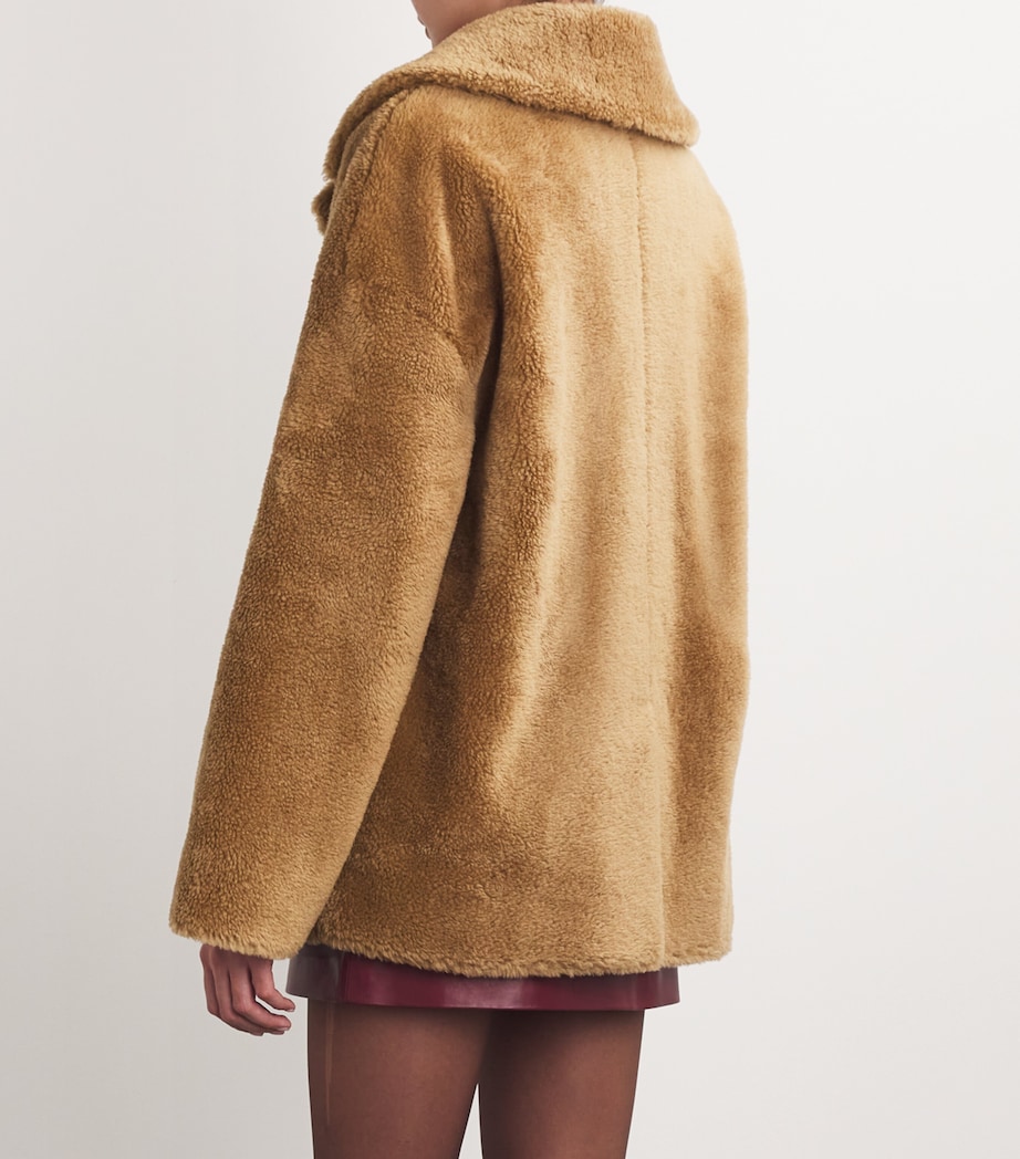 Wool Shearling Double-Breasted Coat TAN Image 4