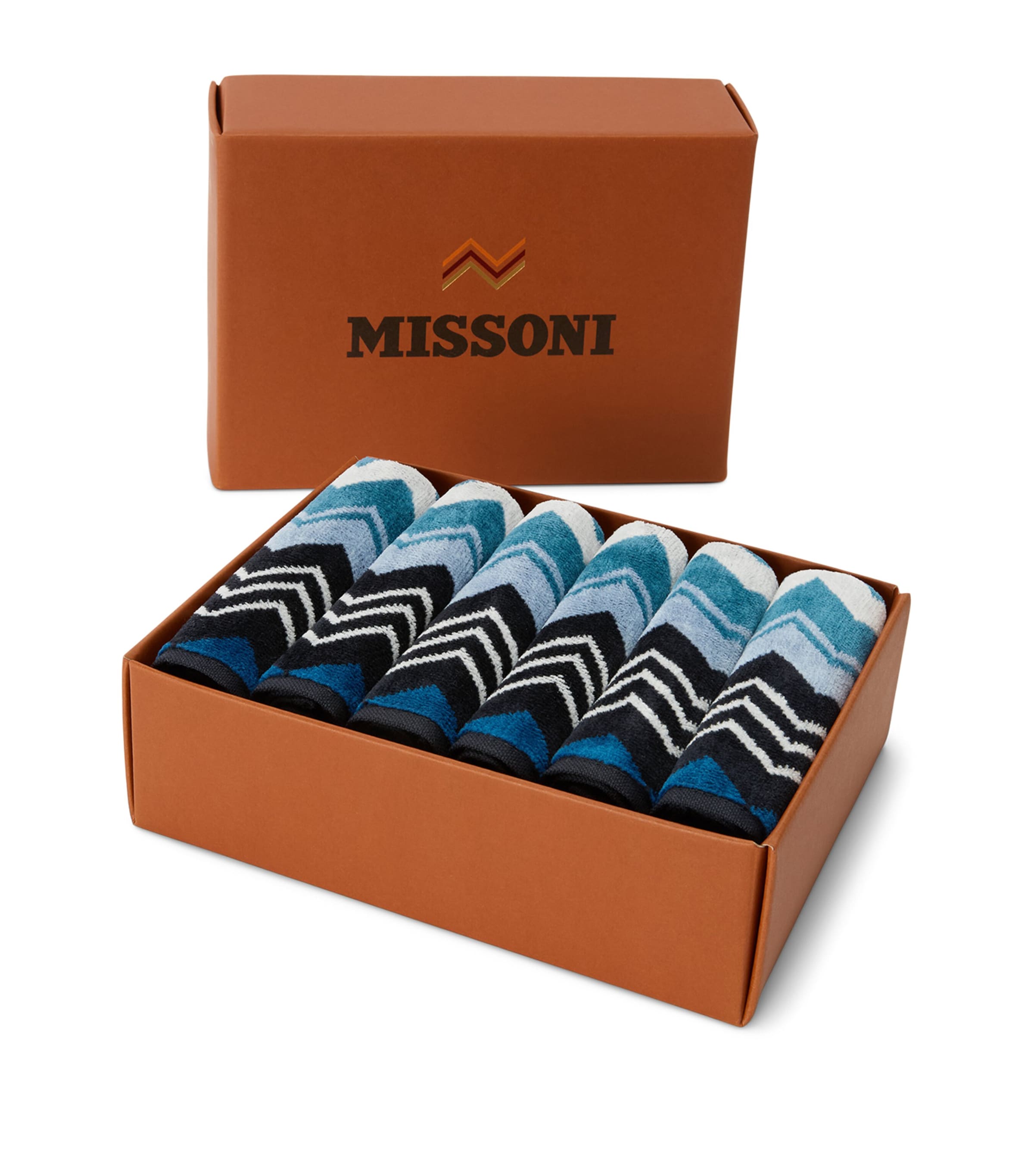 Missoni Home Set of 6 Giacomo Facecloths (30cm x 30cm) Blue Image 3