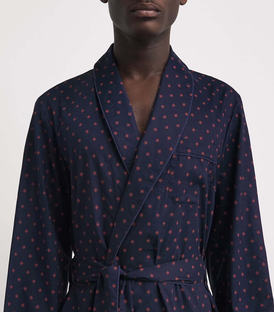 Derek Rose Mens Printed Nelson Robe Nav Image 3