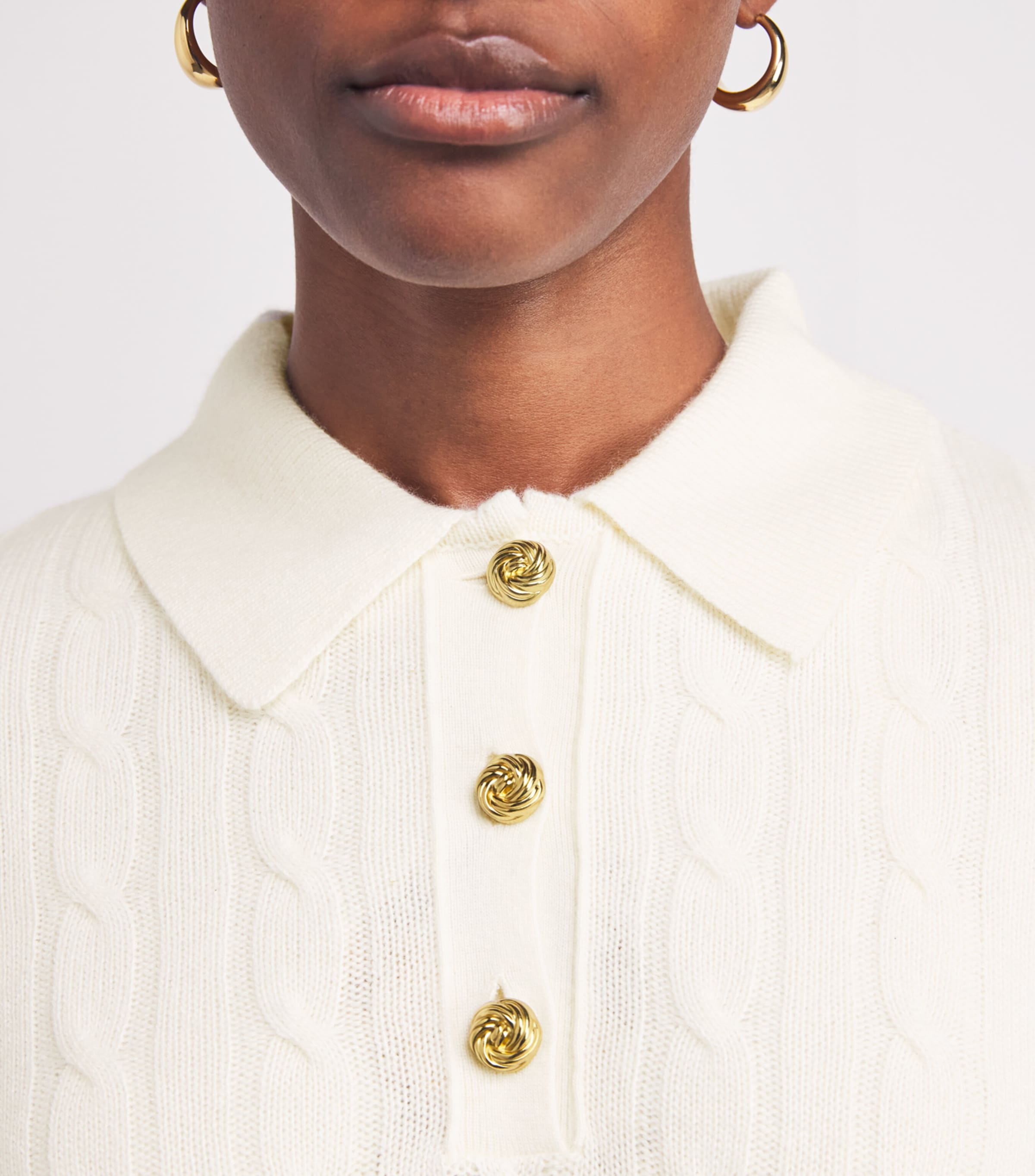 Cable-Knit Evie Polo Sweater CLOUD Image 6