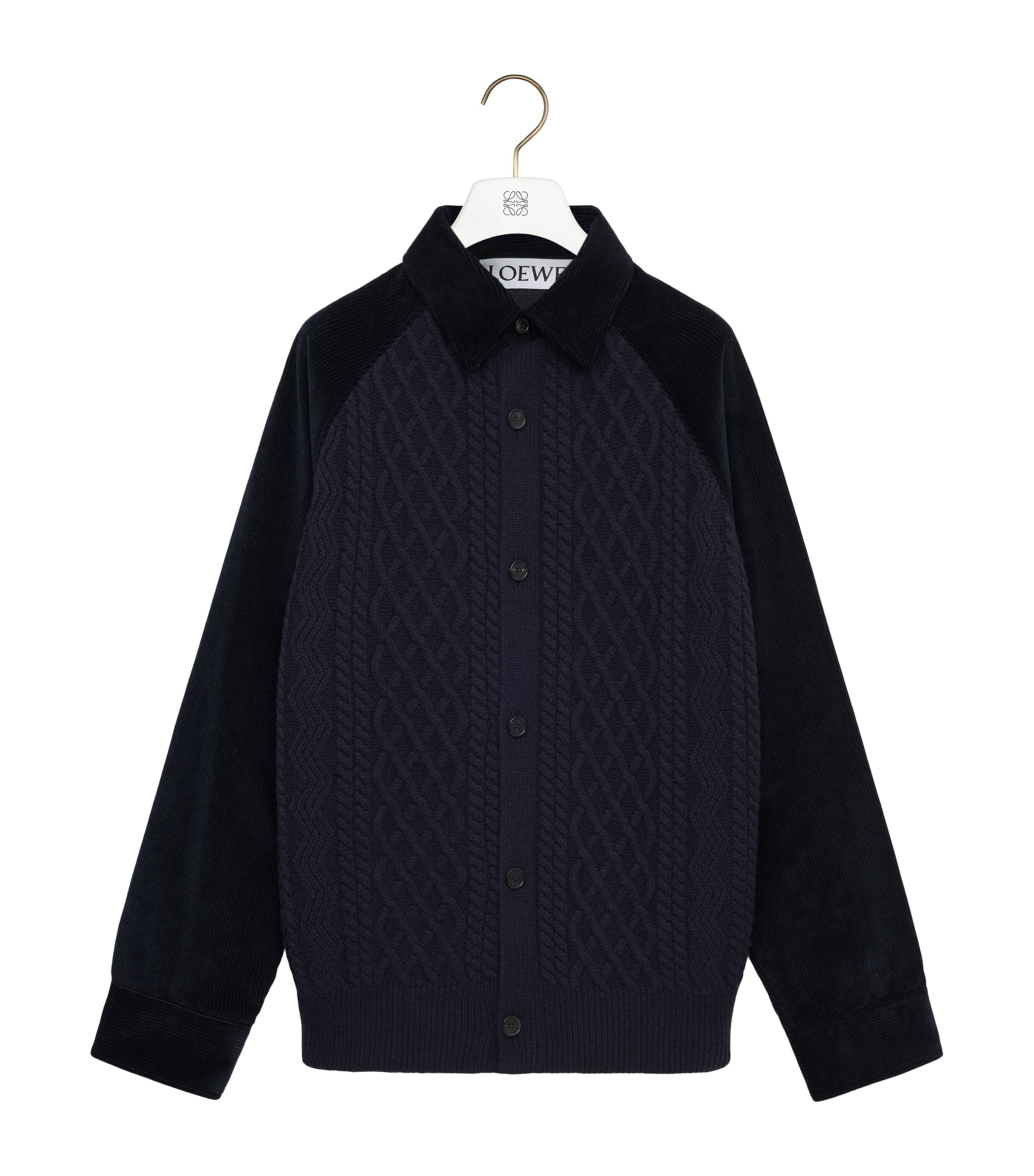LOEWE Mens Wool and Cotton Corduroy Hybrid Overshirt Dark Navy Blue/navy Image 1