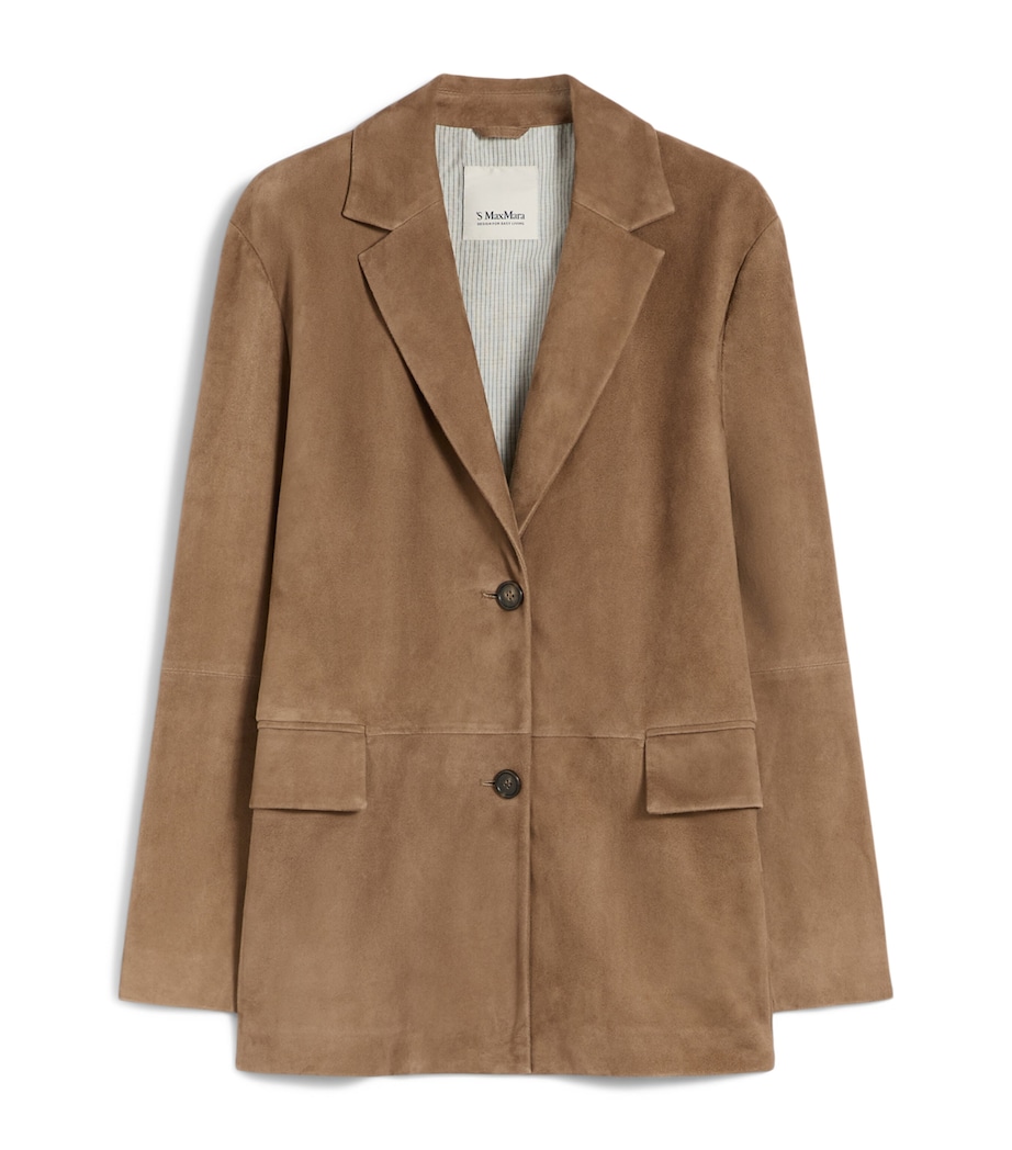 Max Mara Womens Suede Single-Breasted Blazer Hazelnut Brown Image 1