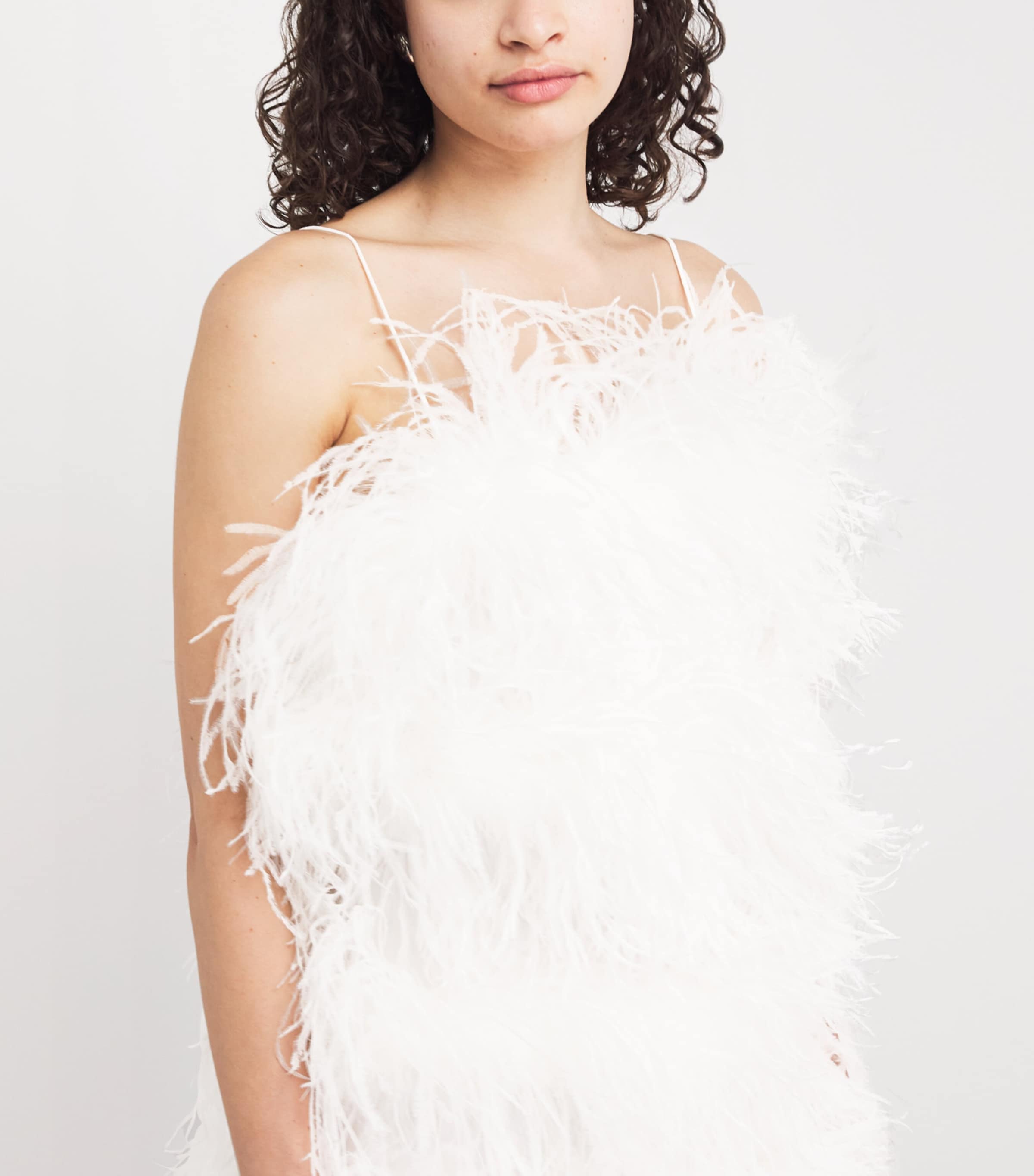 Oséree Womens Feather Mini Dress Pearl Image 5