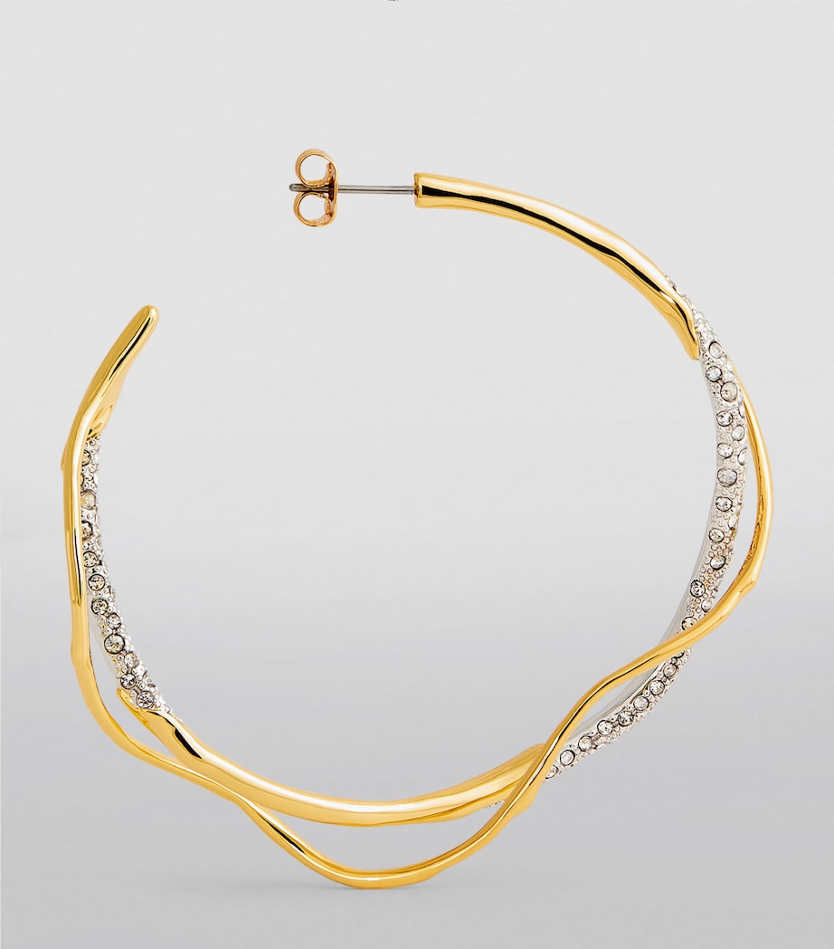 Gold-Plated Pavé Crystal Intertwined Hoop Earrings CHAMPAGNE Image 3