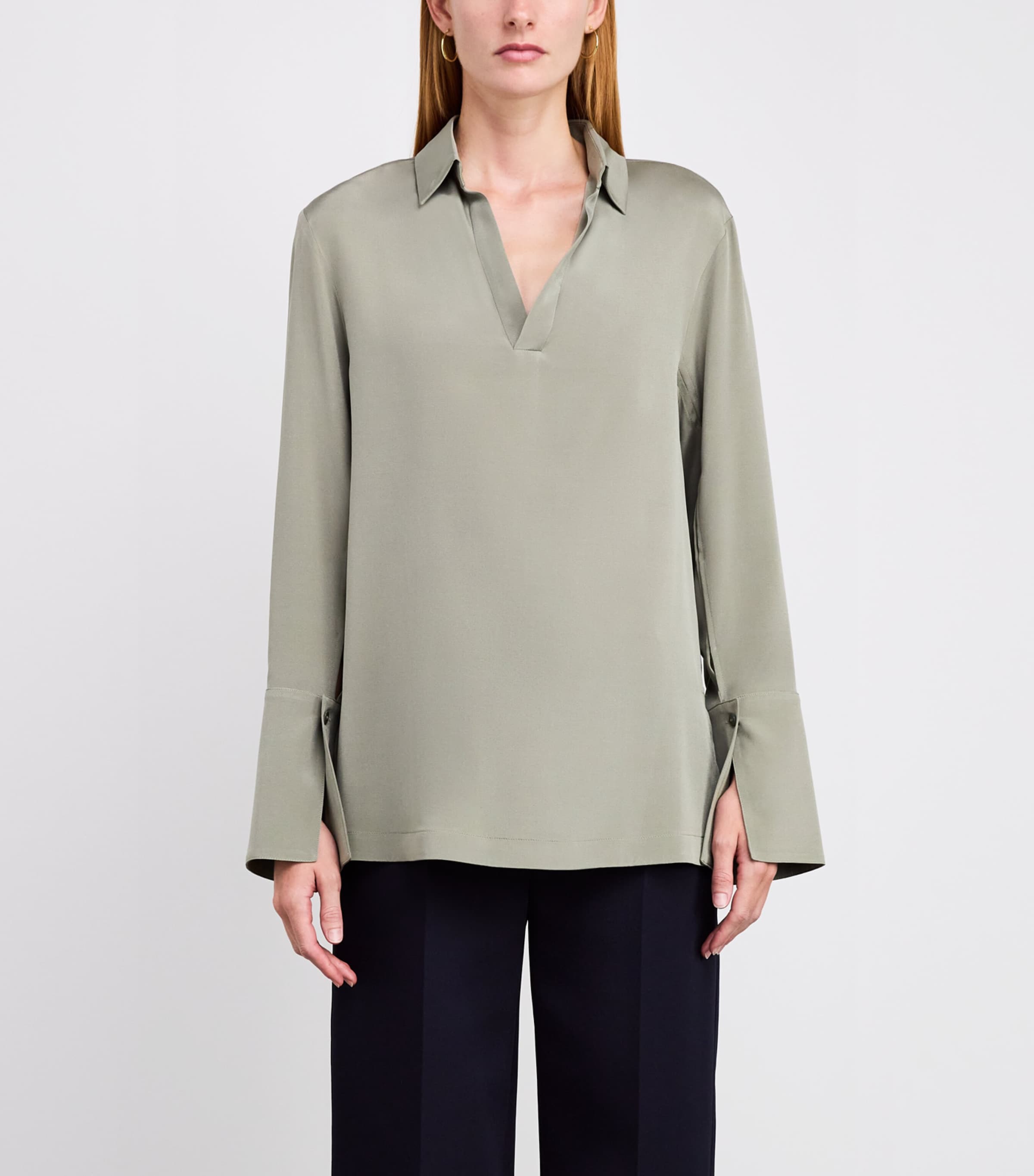 Stretch-Silk Shirt SAGE GREEN Image 3