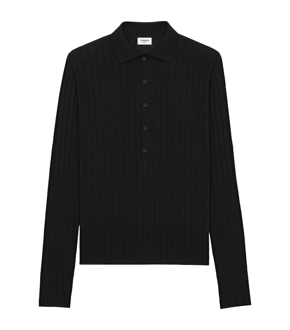 Wool Long-Sleeve Polo Shirt 1000 Image 1