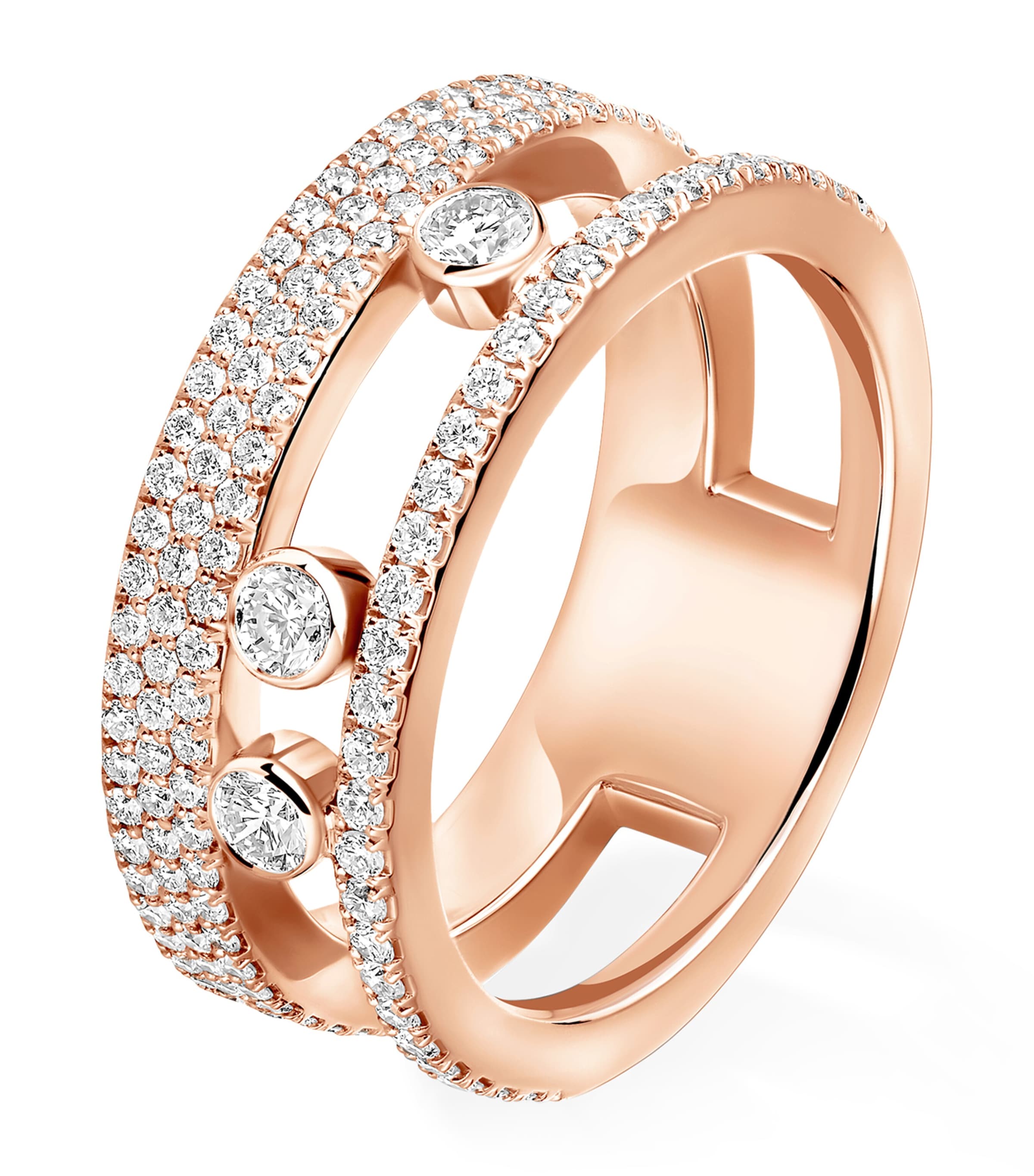 Messika Move Romane Pink Gold and Diamond Pavé Ring Pink Gold Image 1