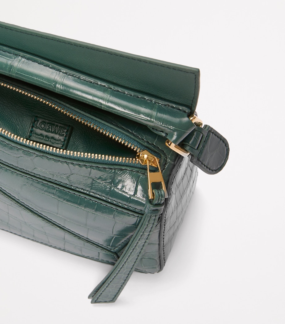 EXCLUSIVE Mini Crocodile Skin Puzzle Top-Handle Bag VETIVER Image 6