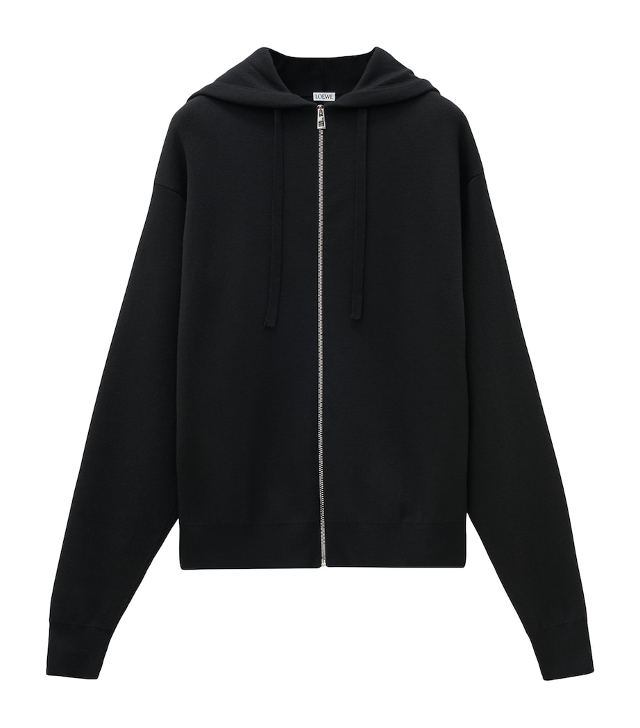 Wool Anagram Zip-Up Hoodie BLACK Image 1