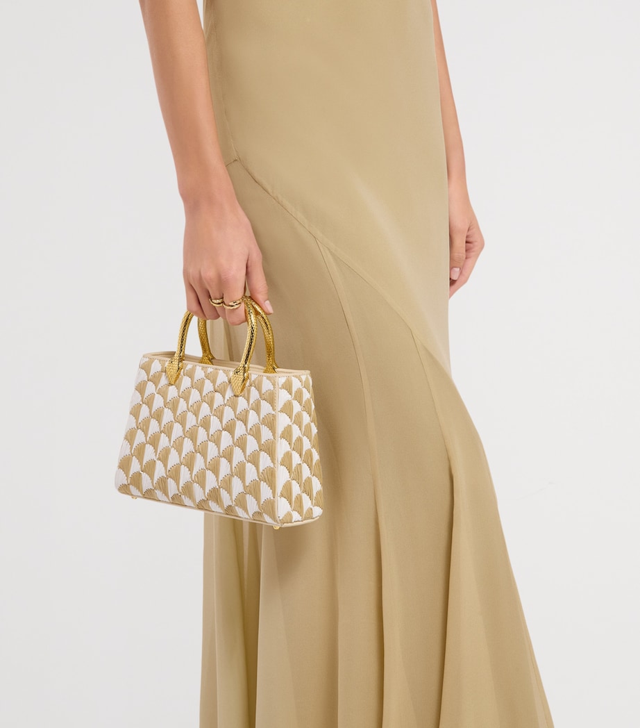 Bvlgari Raffia Serpentine Duo Top-Handle Bag Beige Medium Image 2