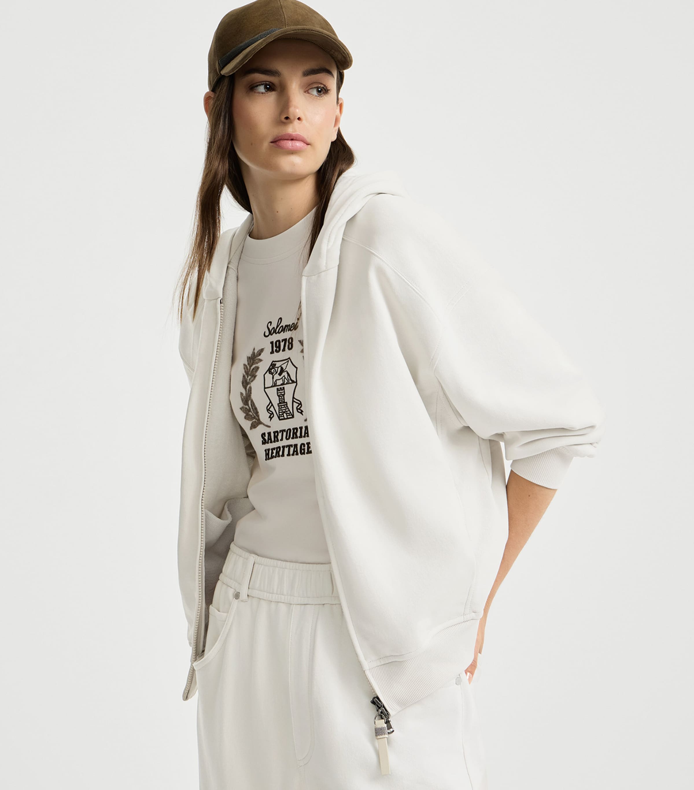 Brunello Cucinelli Womens Cotton Zip-Up Hoodie Image 2
