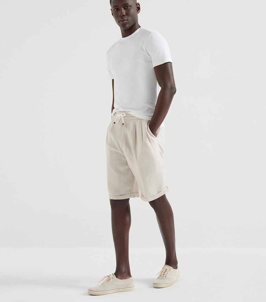 Brunello Cucinelli Mens Linen Drawstring Bermuda Shorts Image 4