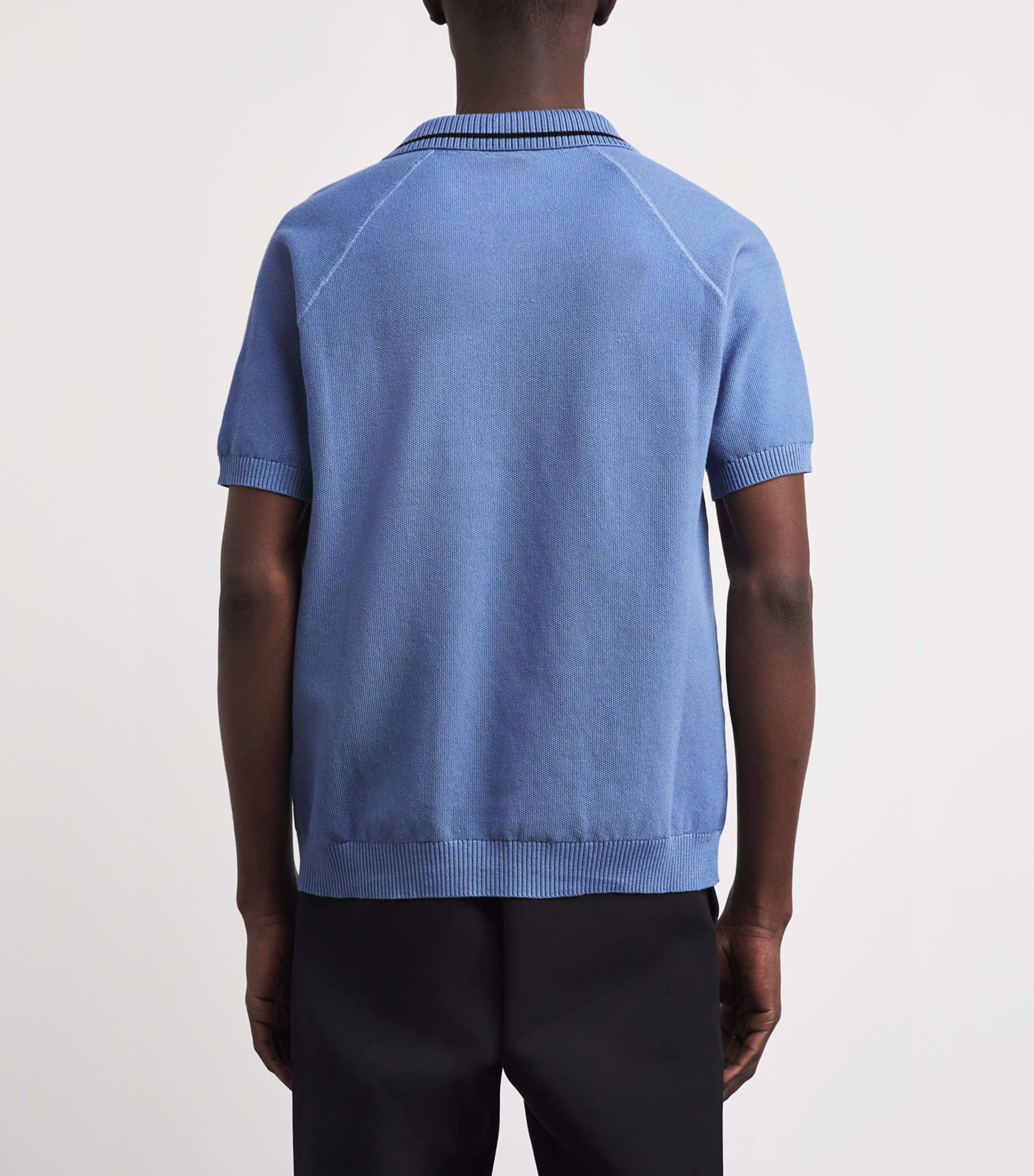 BOSS Mens Cotton Open-Collar Polo Shirt Pastel Blue Image 5