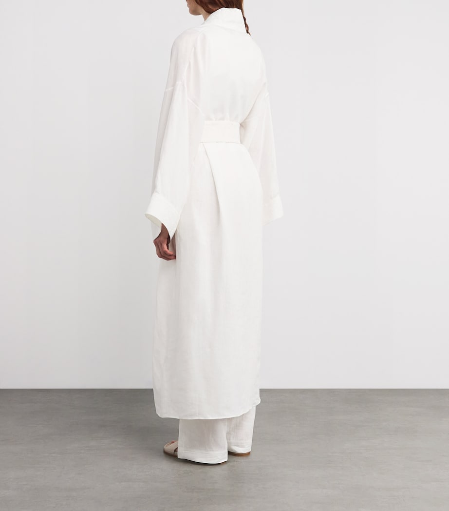 Eleventy Womens x Harrods Linen Embroidered Kimono Bianco Image 4