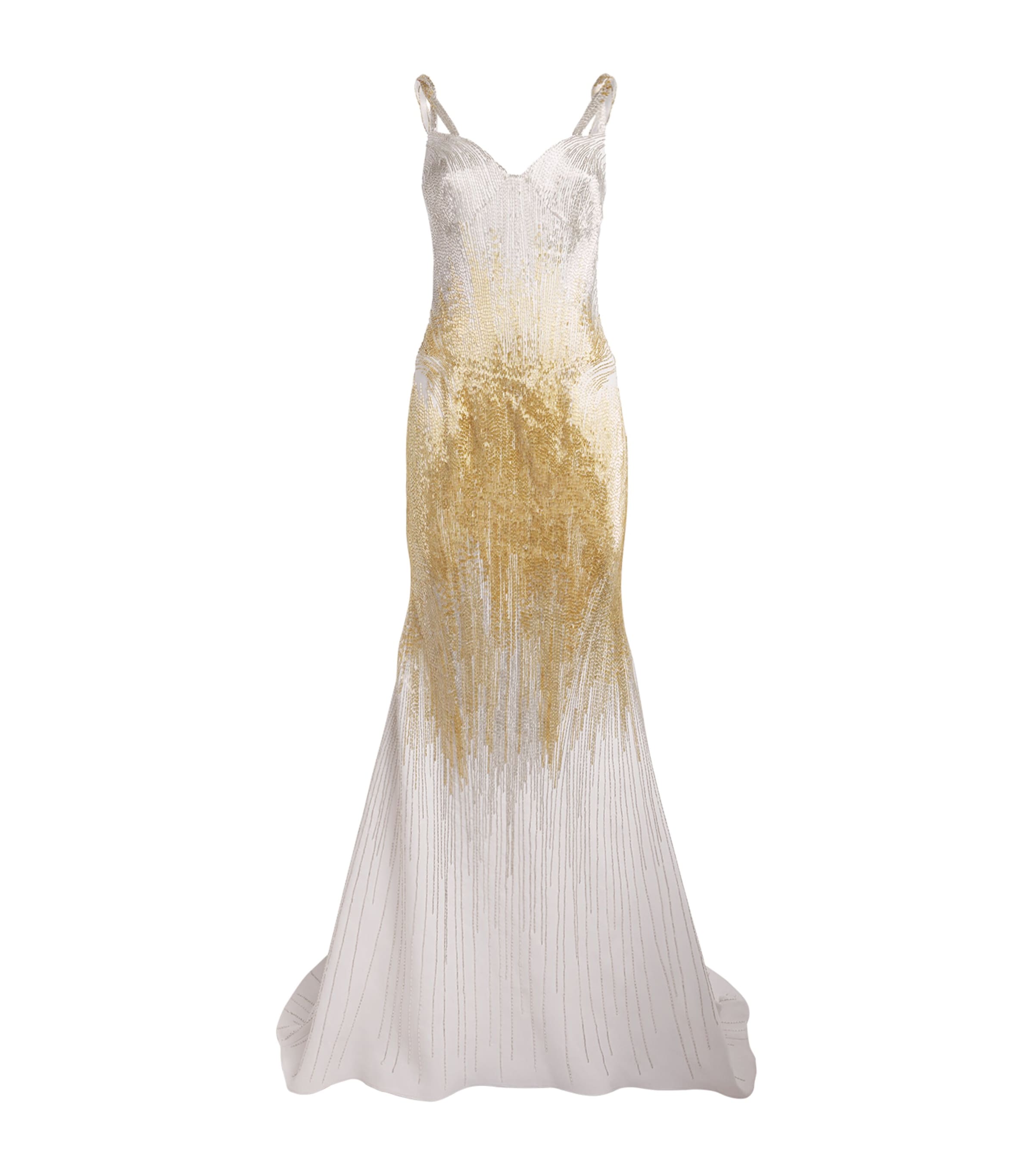 Gaurav Gupta Embellished Aura Gown White Gold
