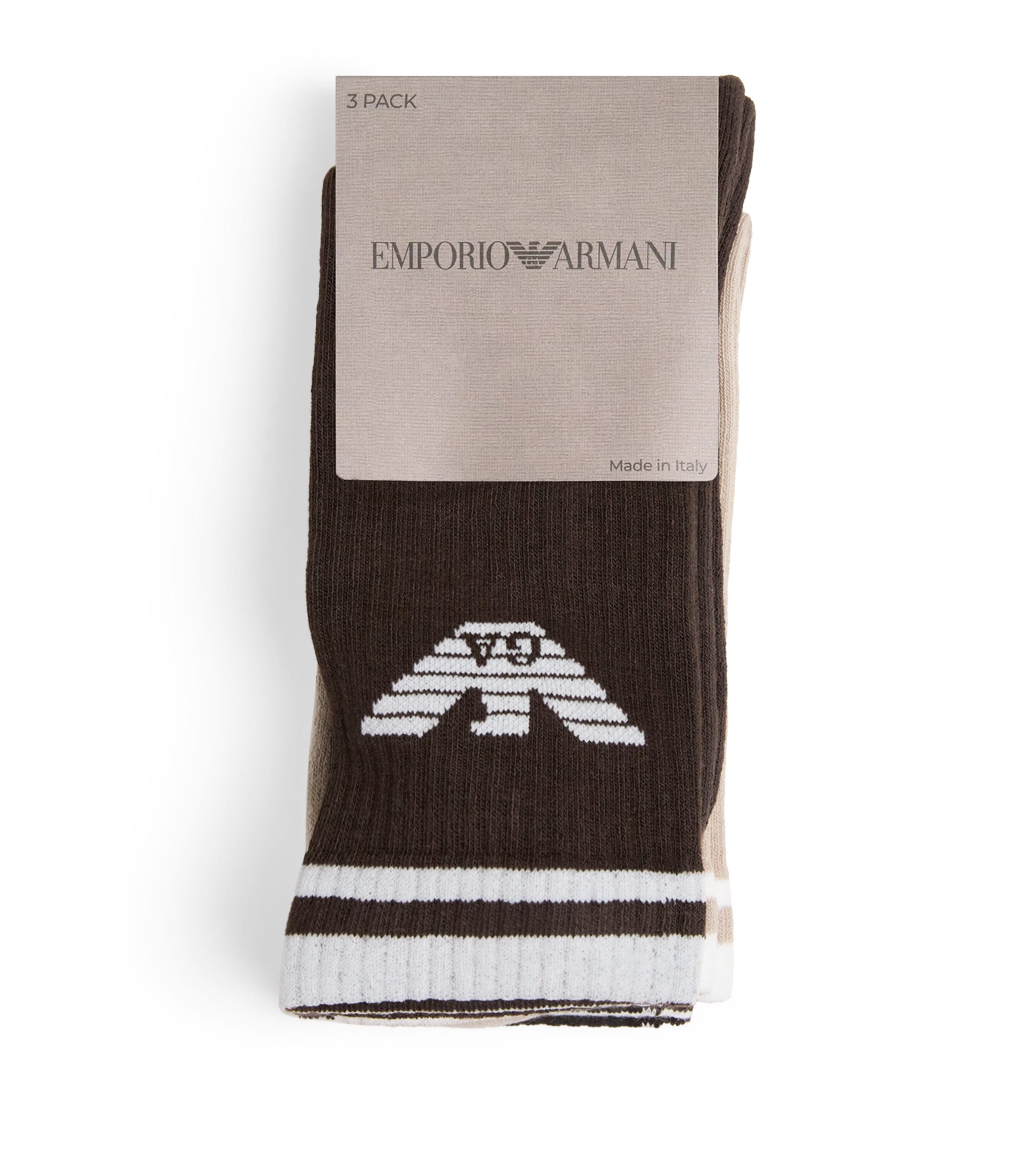 Emporio Armani Cotton-blend Eagle Logo Socks In Black
