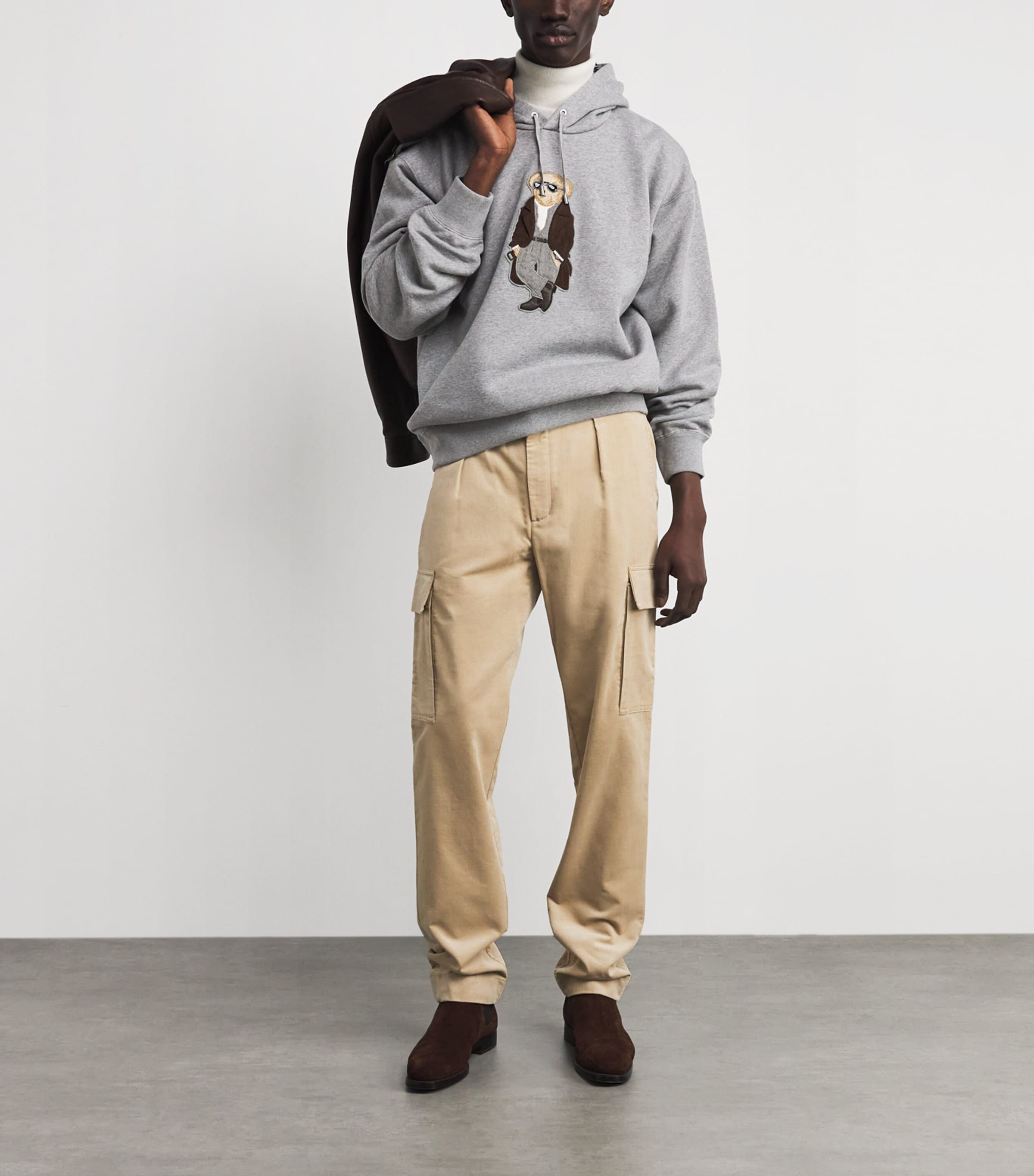 Cotton-Cashmere Polo Bear Hoodie GREY Image 2