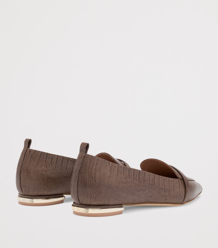 Malone Souliers Leather Croc-Embossed Dora Loafers Taupe Image 4