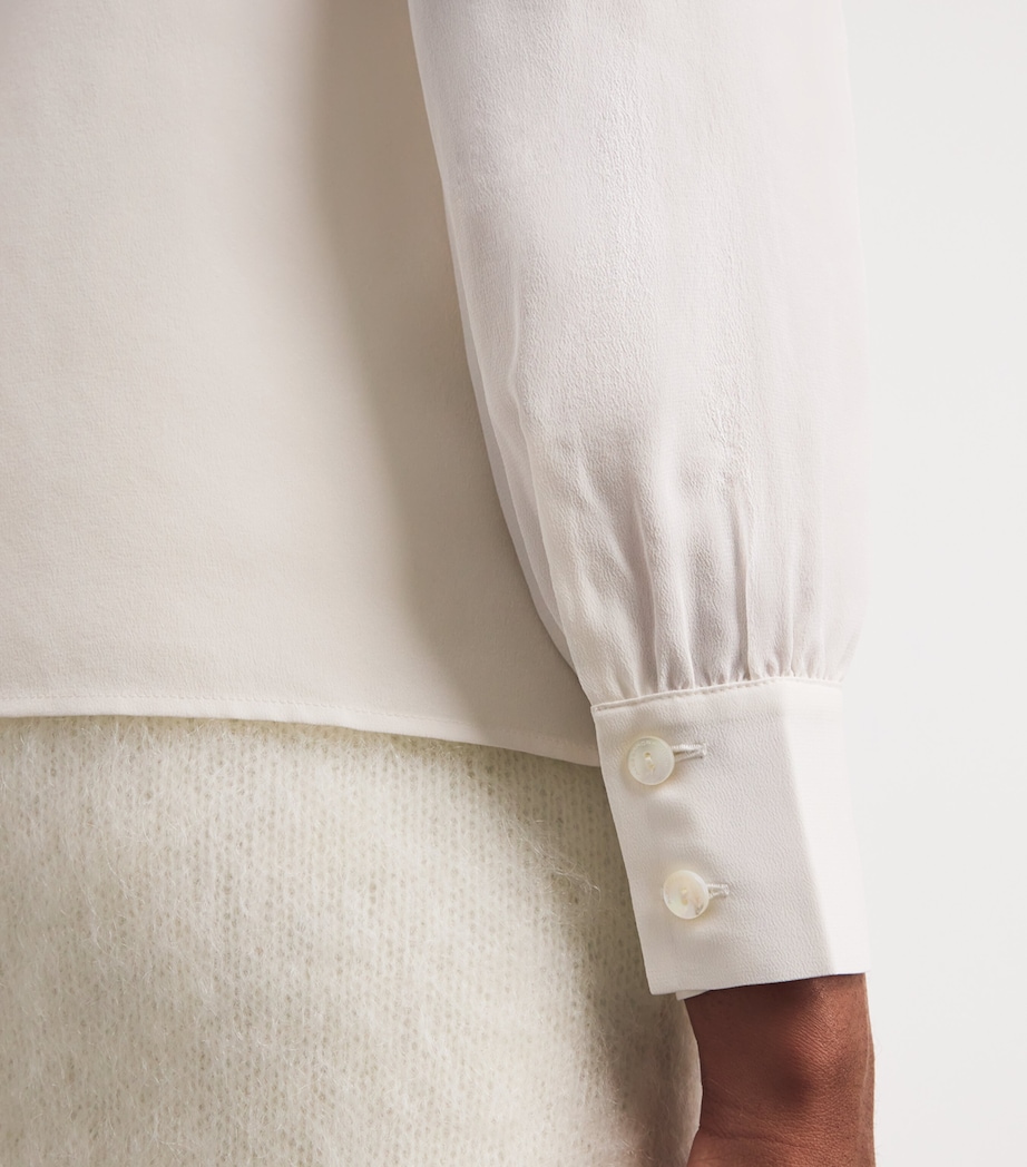 Silk Lace-Trim Blouse 0822 WHITE Image 6