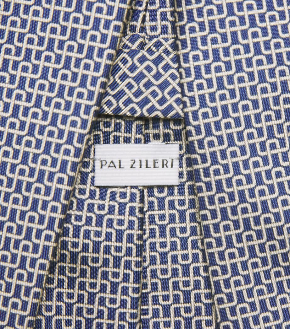 Silk Geometric Jacquard Tie 07 BLUE Image 3