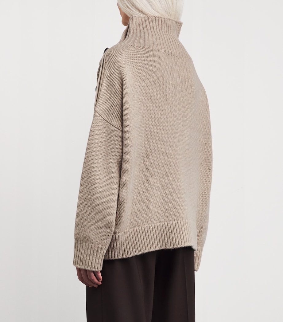 Wool-Cashmere Buttoned Sweater A2238 Image 4