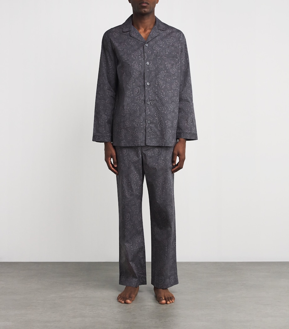 Cotton Poplin Pyjama Sleep Set ASH PAISLEY PRINT Image 2