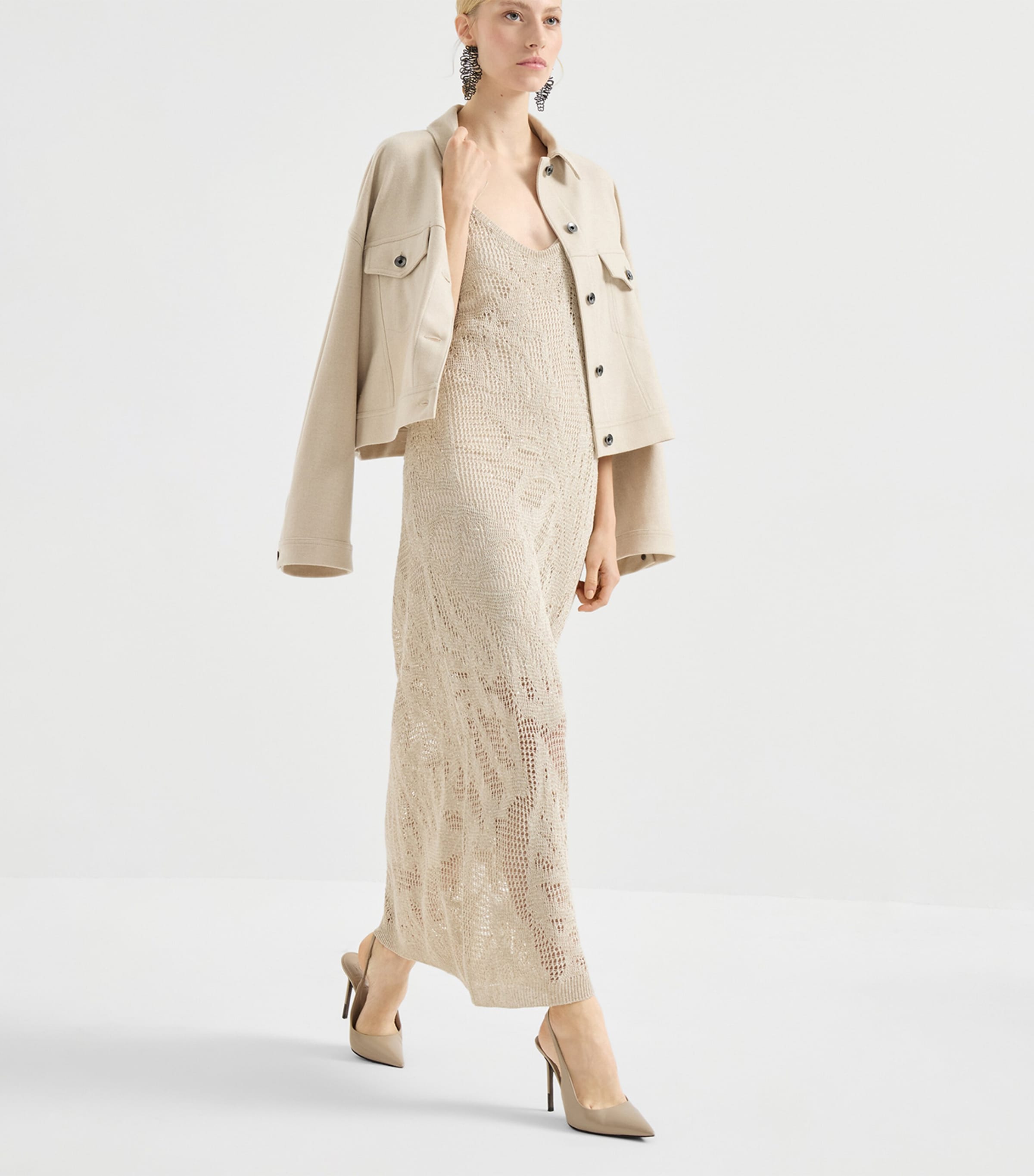 Brunello Cucinelli Womens Linen-Cotton Midi Dress Image 4