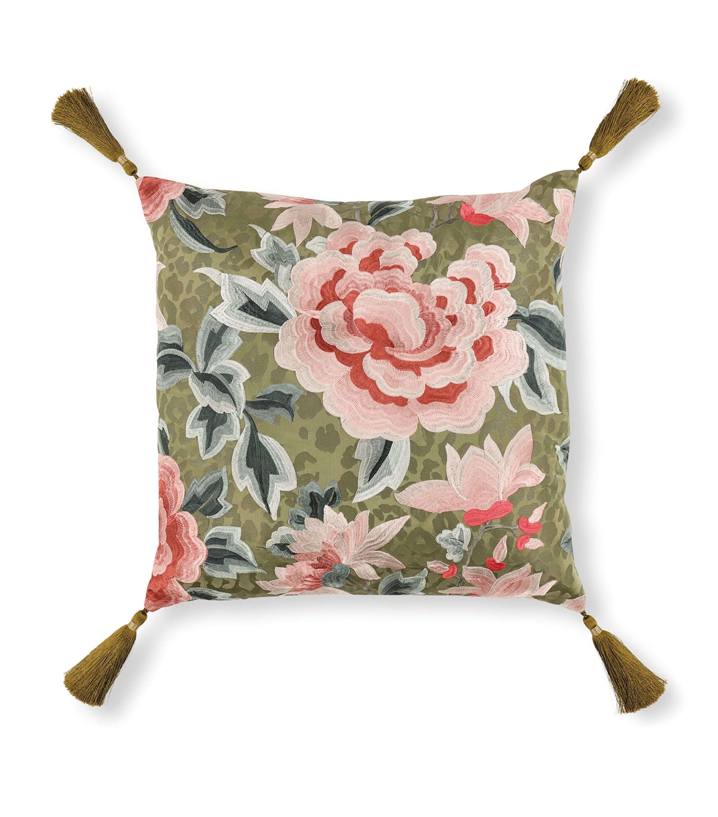 Romo Embroidered Jacquard Lavinia Cushion In Green