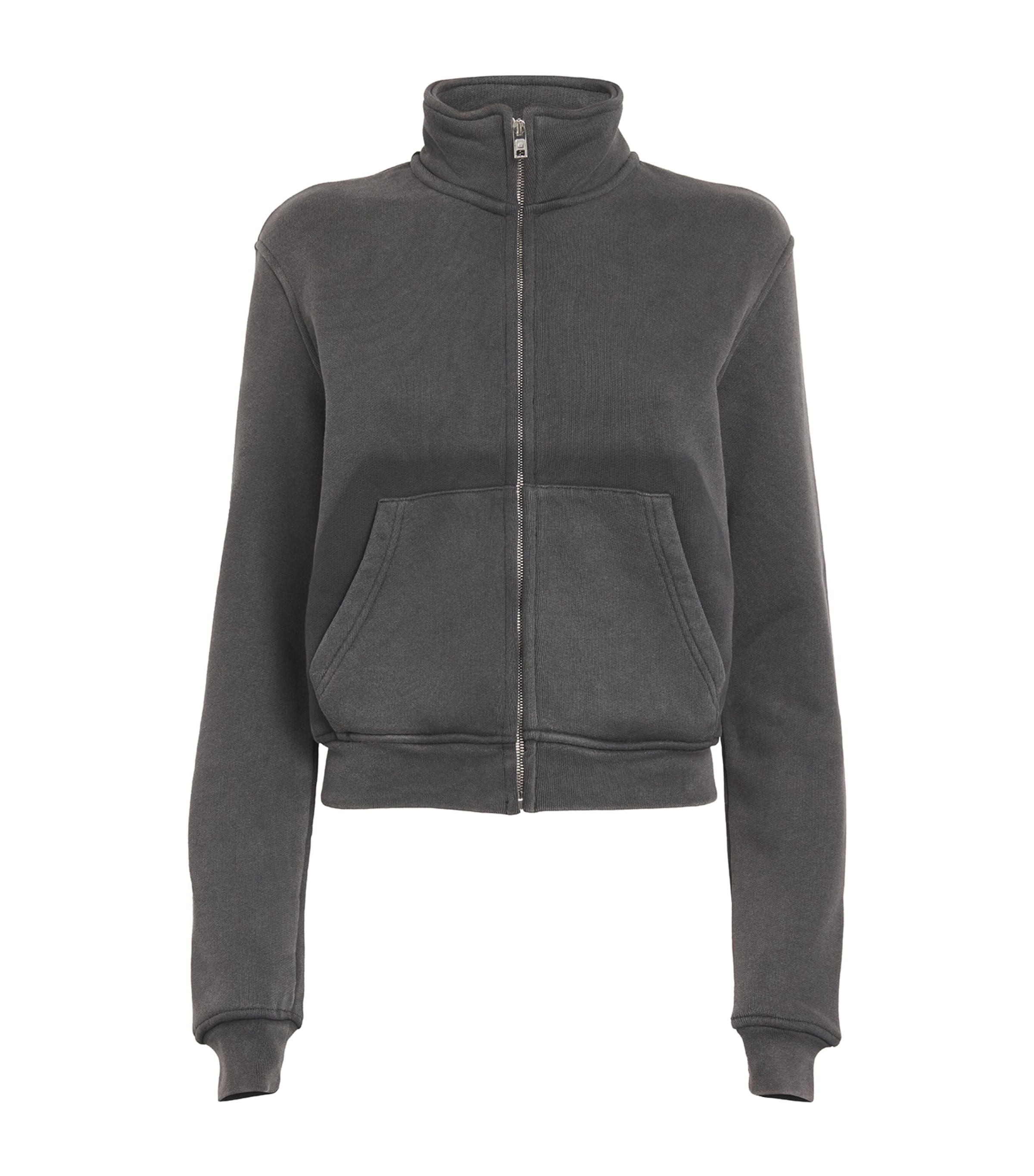 Alexander Wang Shadow Pocket Zip-up Sweatshirt In Grey