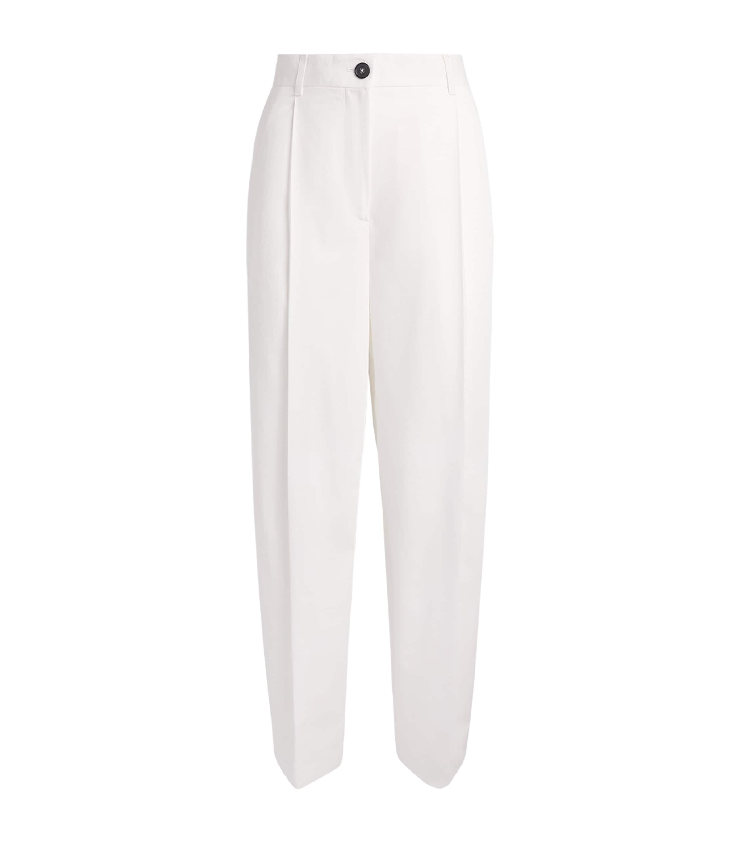 Toteme Cotton Pleated Trousers White