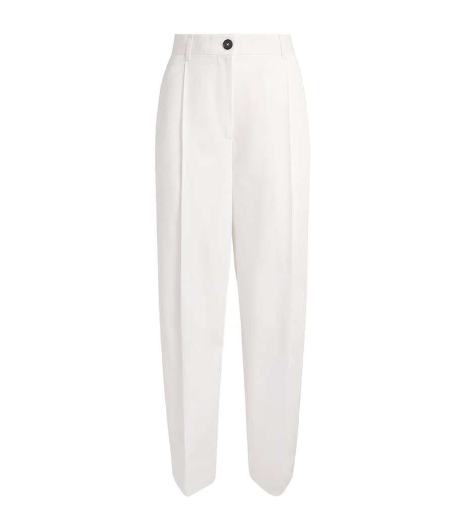Toteme Womens Cotton Pleated Trousers White Image 1