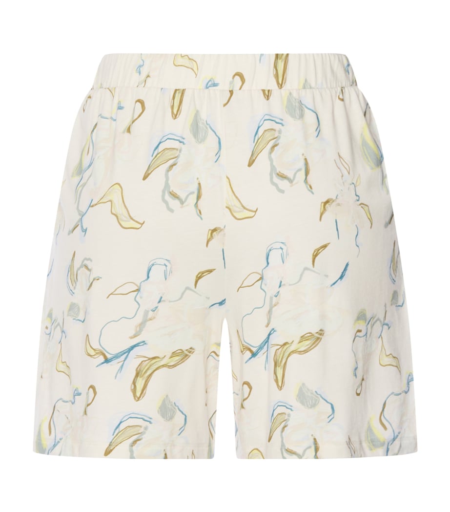 Hanro Womens Cotton-Modal Printed Sleep & Lounge Shorts Flowing Paint Image 5