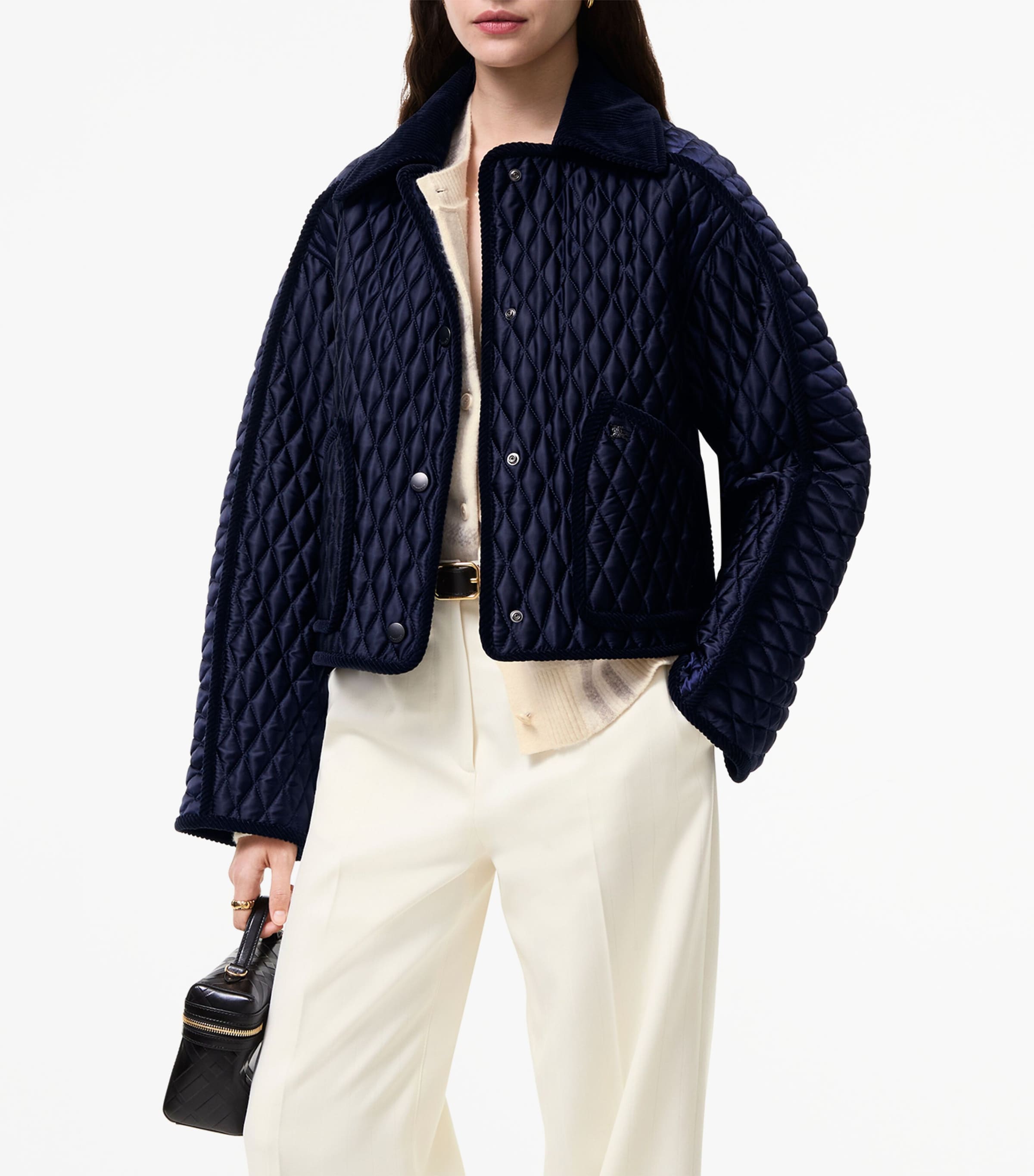 Burberry Womens Quilted Cropped Jacket Storm Image 2
