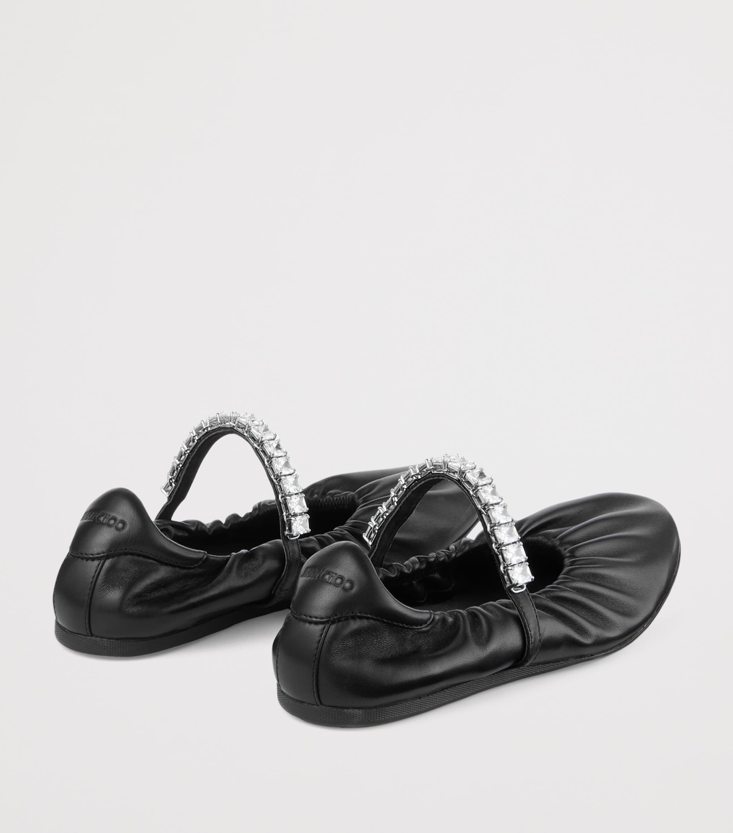 Jimmy Choo Jade Embellished Leather Ballet Flats X Black/crystal Image 3