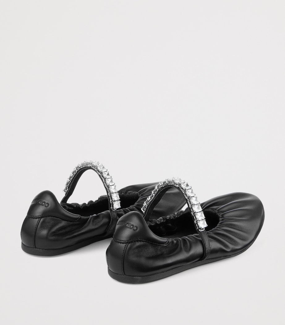 Jimmy Choo Jade Embellished Leather Ballet Flats X Black/crystal Image 3