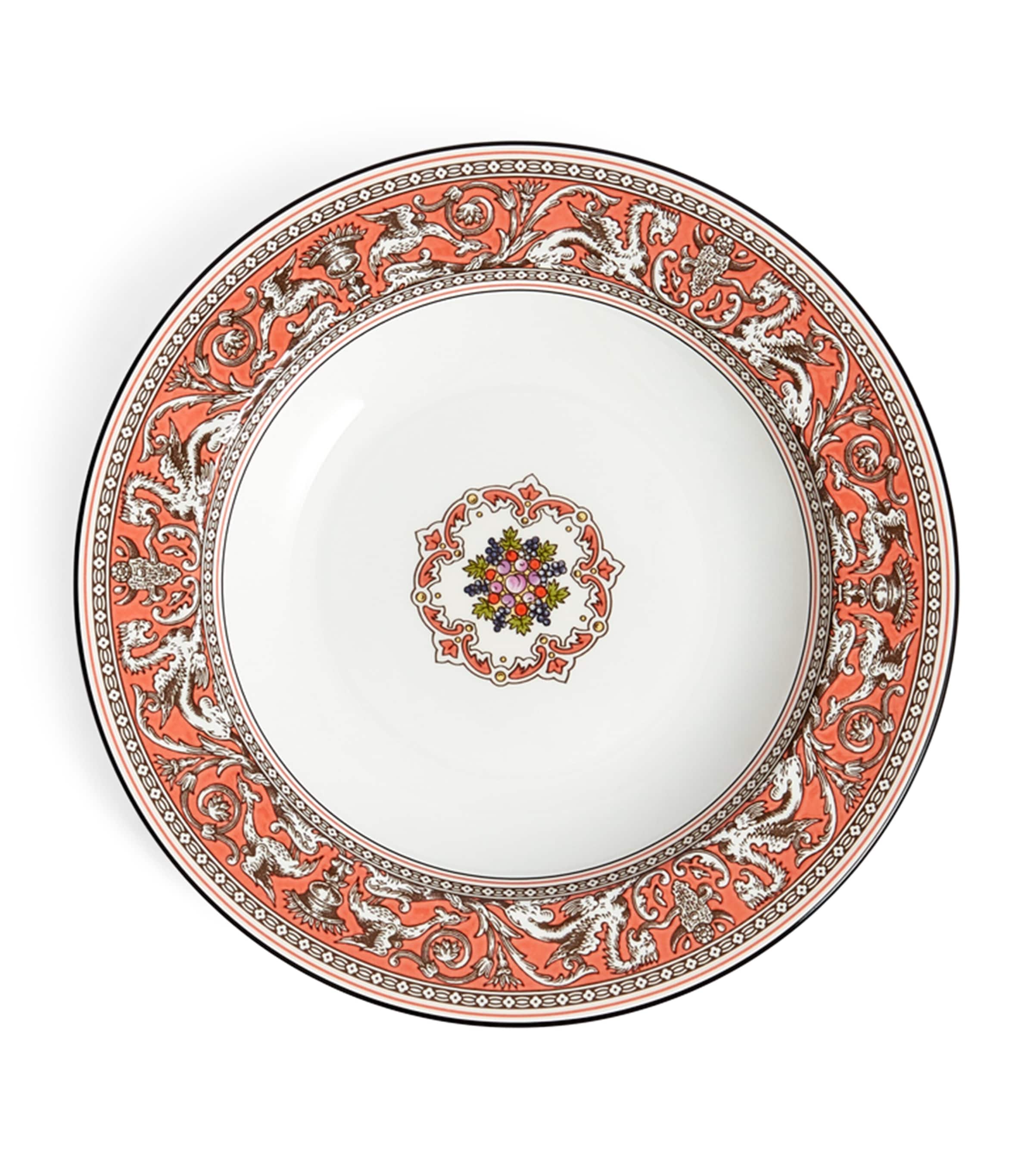 Wedgwood Florentine Fuchsia Bone-china Rim Soup Bowl 22.8cm In Orange