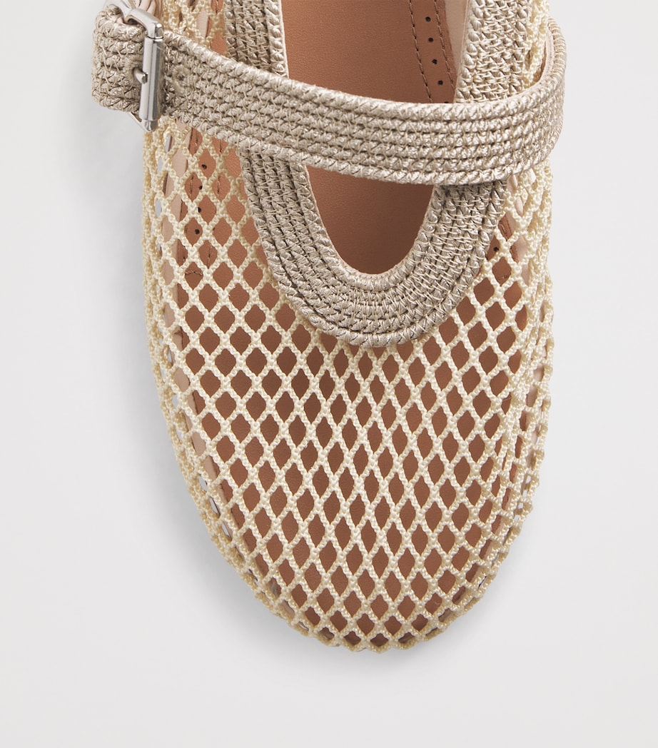 Alaïa Mesh Embroidered Ballet Flats Beige Grise Image 5