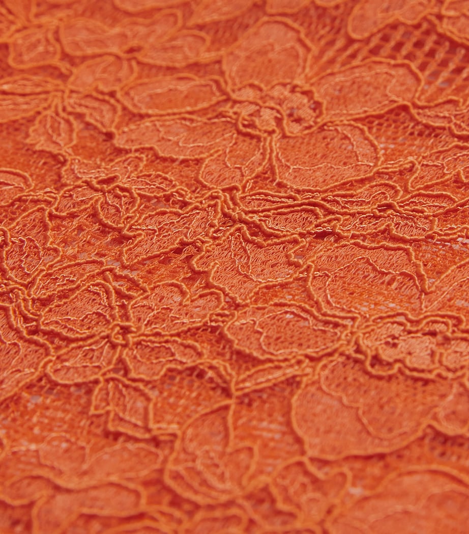 Lace Floral Bodysuit 544 PUMPKIN RED Image 4