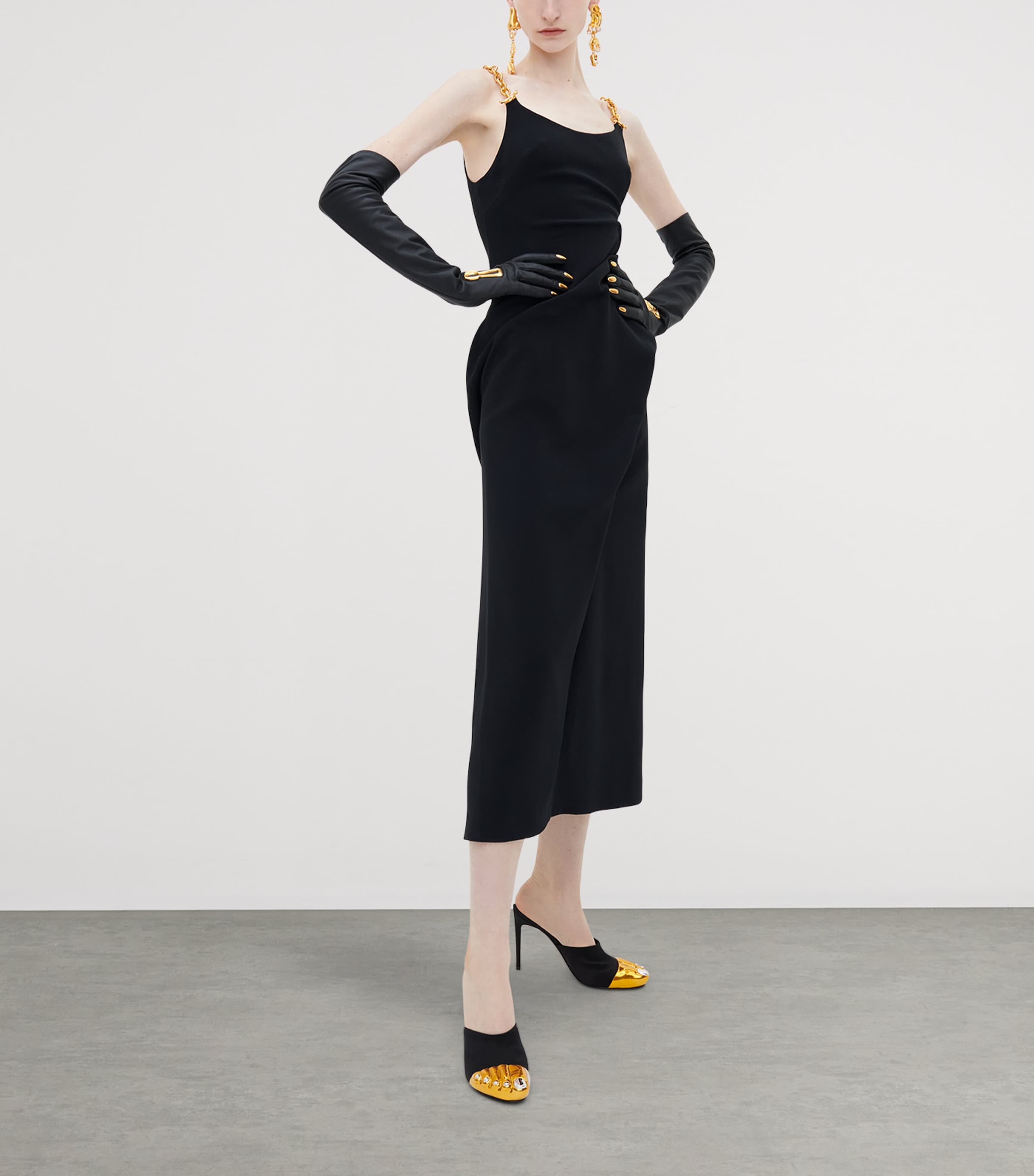 Schiaparelli Womens Chain Twisted Midi Dress Black Image 2