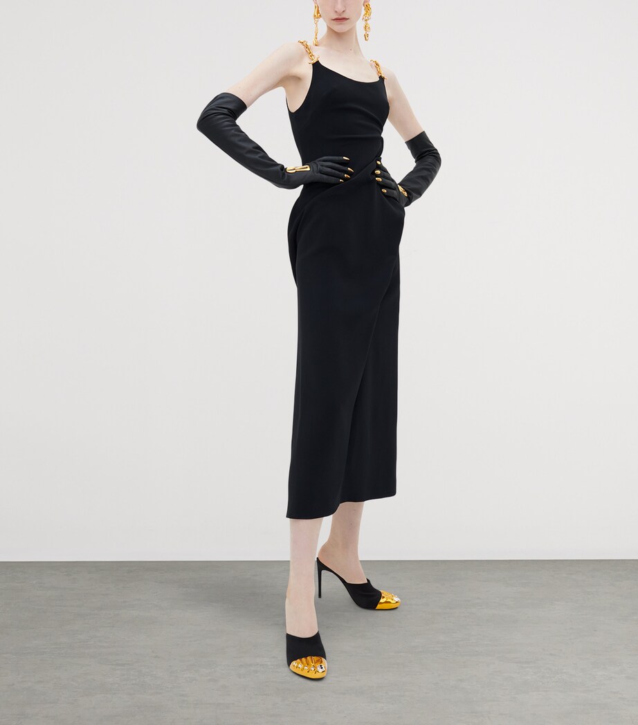 Schiaparelli Womens Chain Twisted Midi Dress Black Image 2