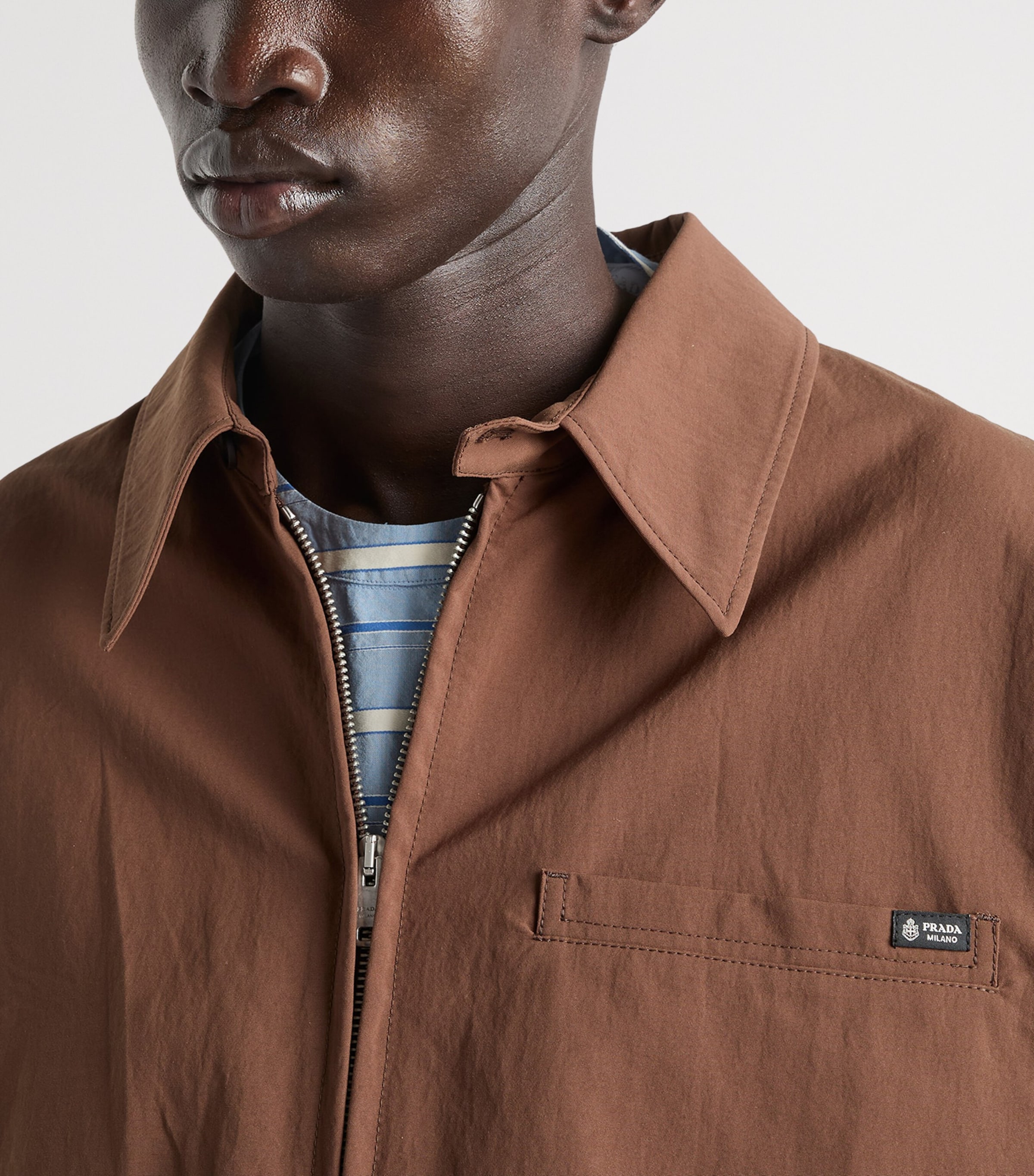 Prada Mens Technical Shirt Jacket Brown Image 4