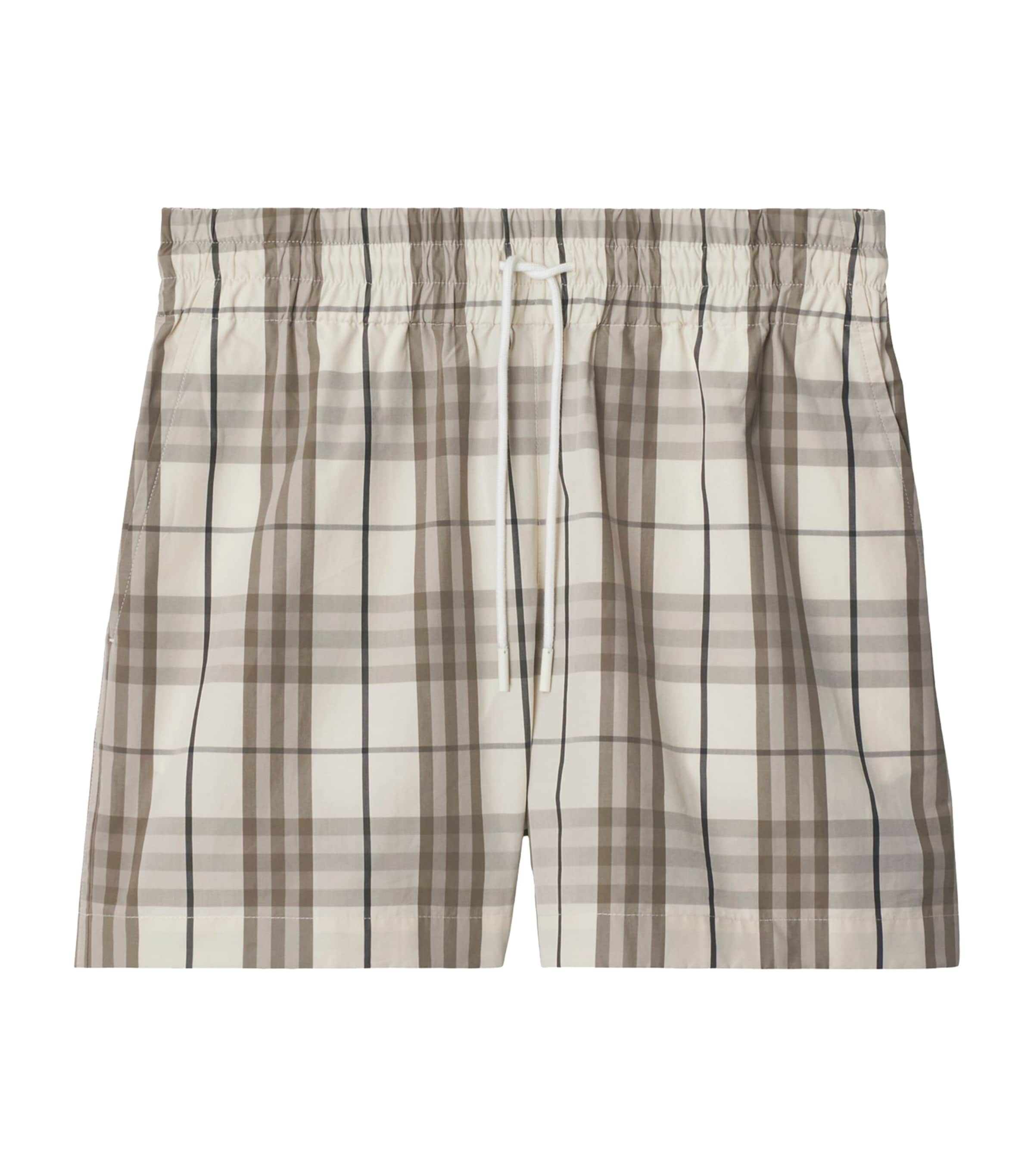 Burberry Cotton Check Drawstring Shorts In White